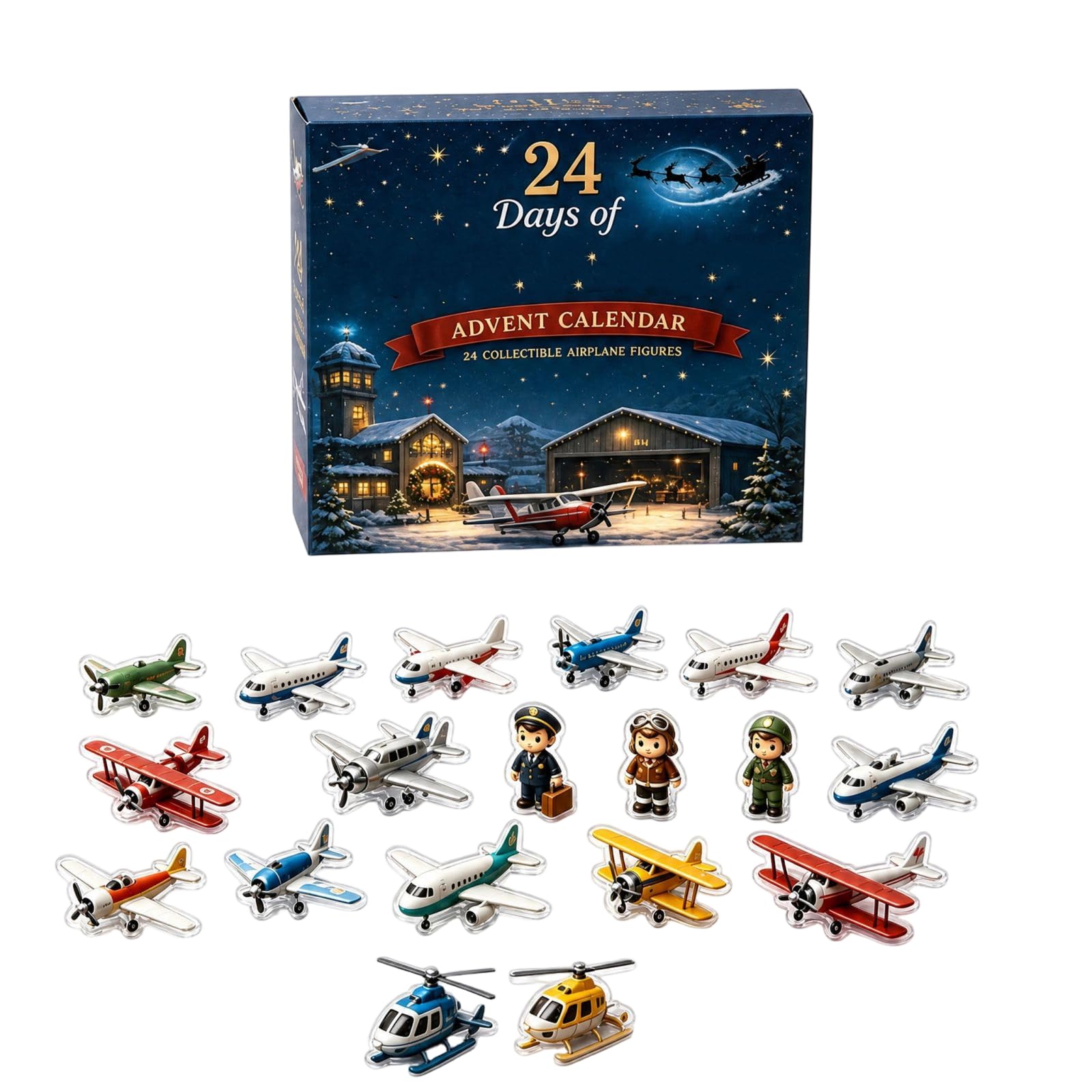 Aircraft Adventure Advent Calendar 2026,2D Acrylic Figurines Gift 24ps