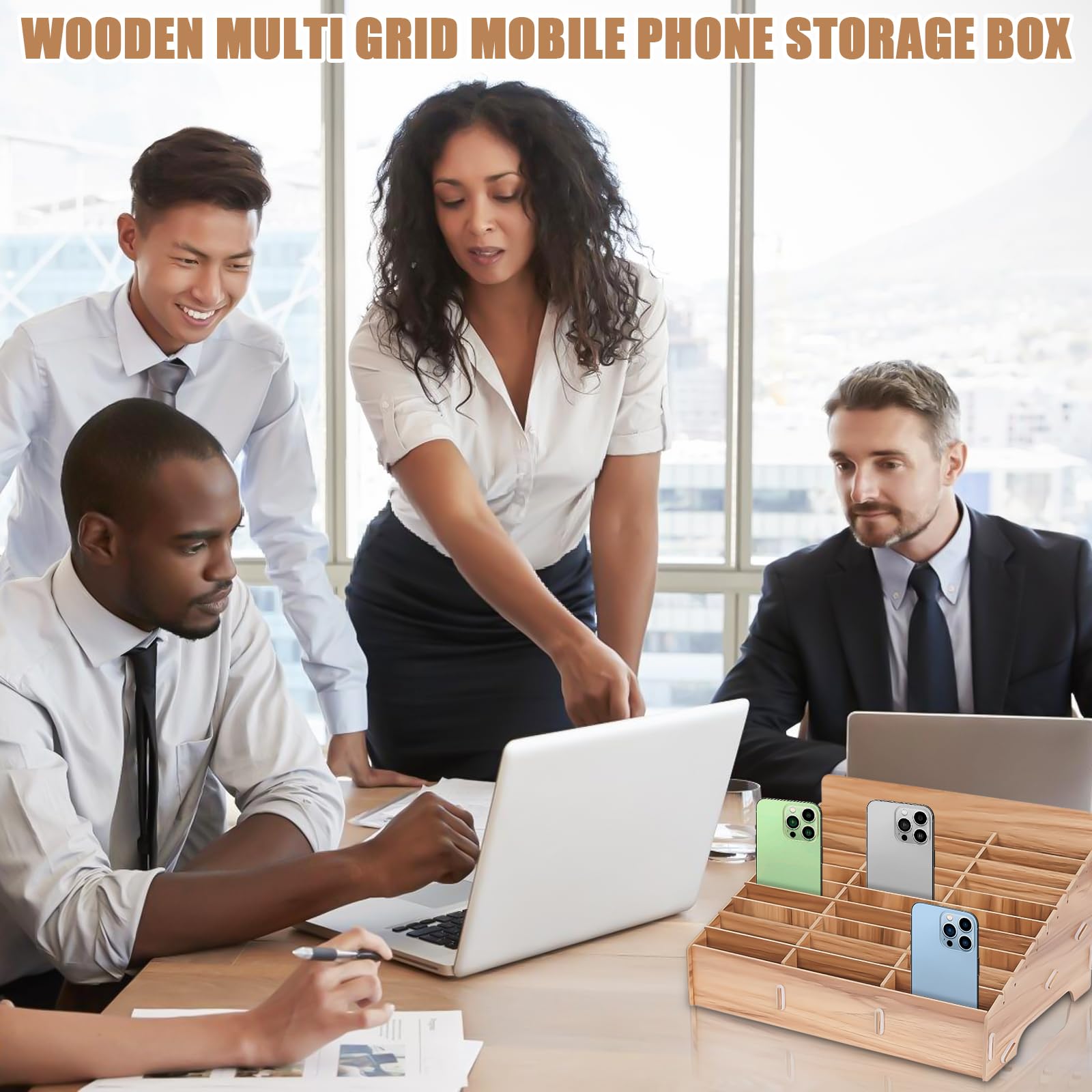 Custodia per cellulare, 30 griglie, in legno, per cellulare, garage, calcolatrice, per aula, scuola, sala riunioni