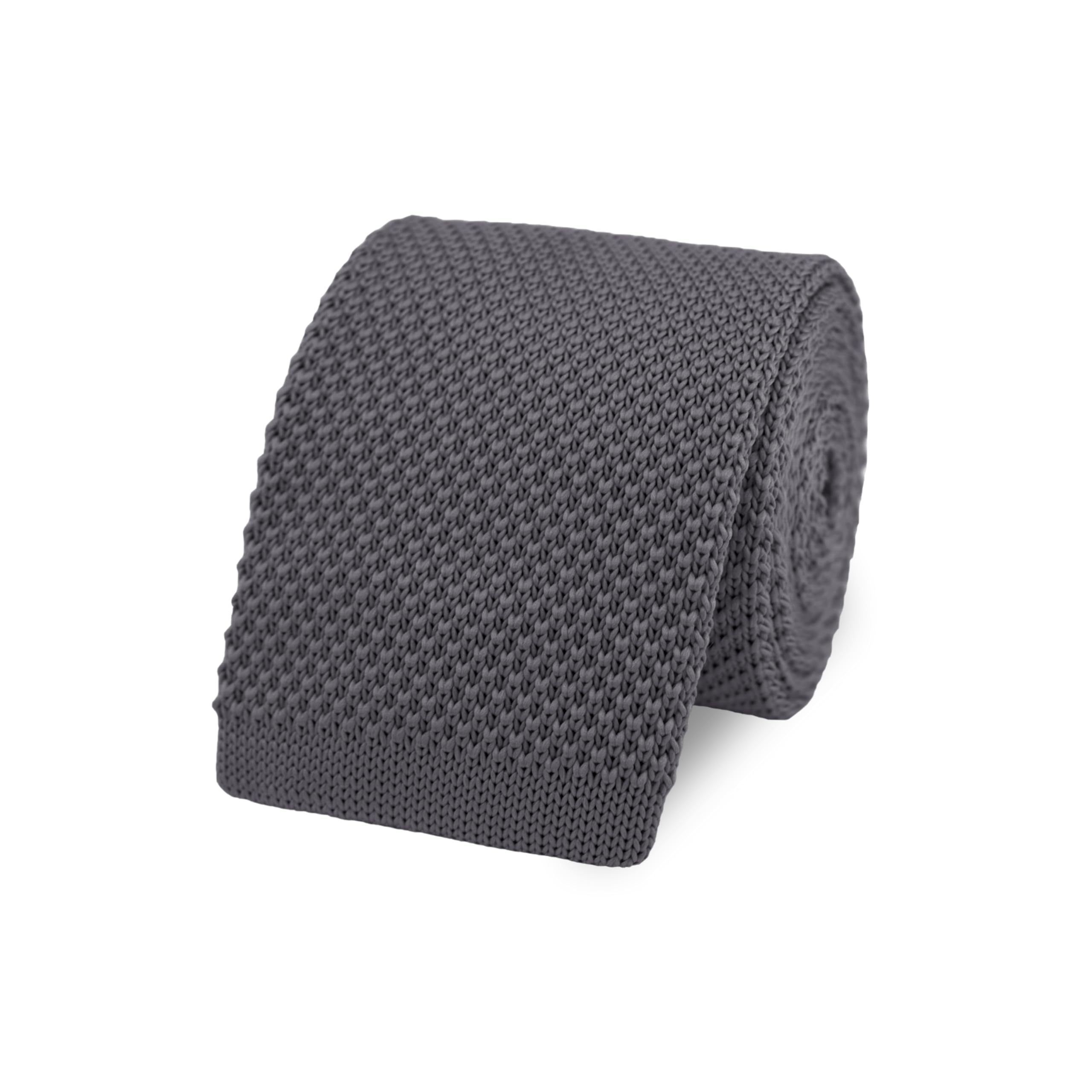 The Gents Lab Dark Grey 100% Polyester Square End Knitted Neck Tie (Dark Grey)