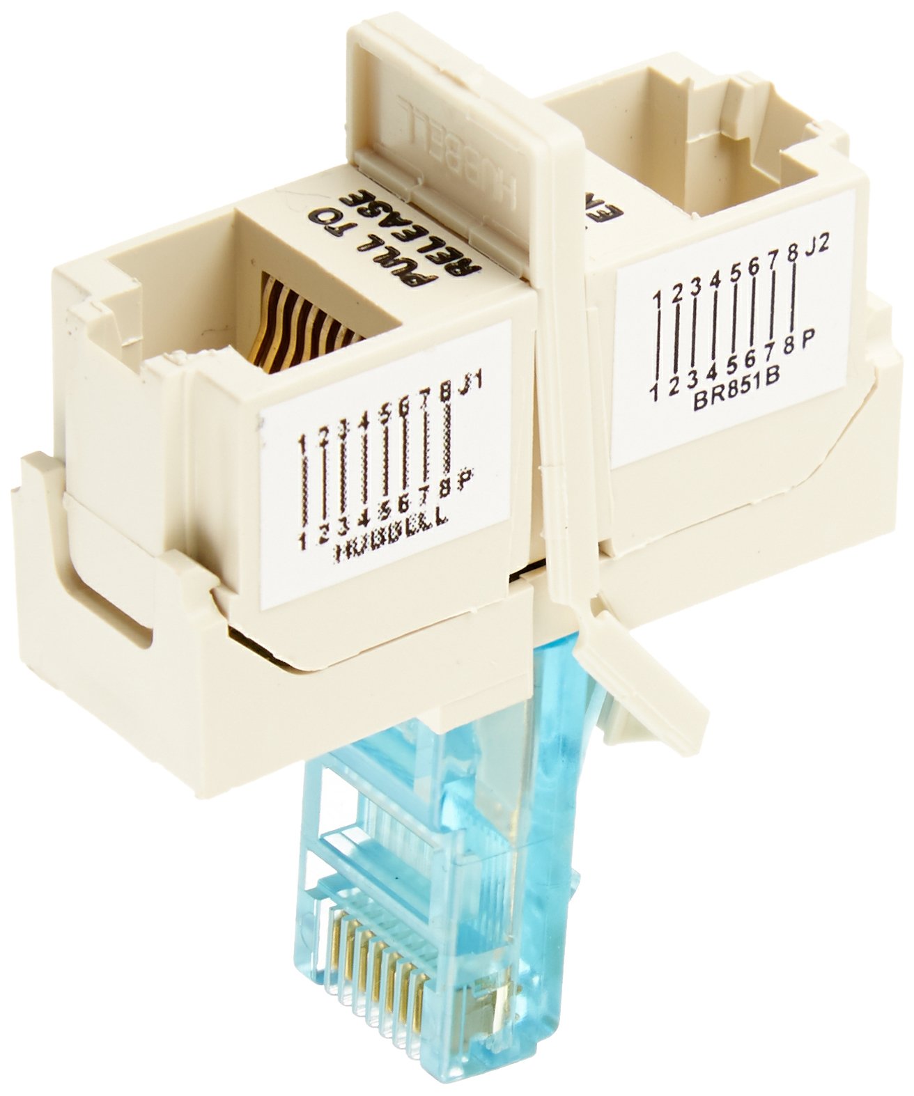 Hubbell BR851B Adapter, Parallel, 2 4-Pair Jack and 1 4-Pair Plug