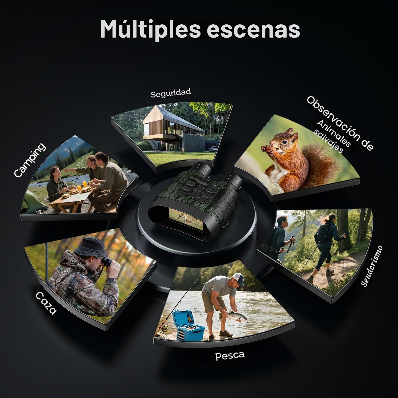 Prismaticos Vision Nocturna, Binoculares Visión Nocturna 4K 112MP, Vision Nocturna Infrarrojo con Zoom de 12x & Batería 5000mAh, Incluye Tarjeta 64GB, Alcance de 450m, Ideal para Caza y Camping