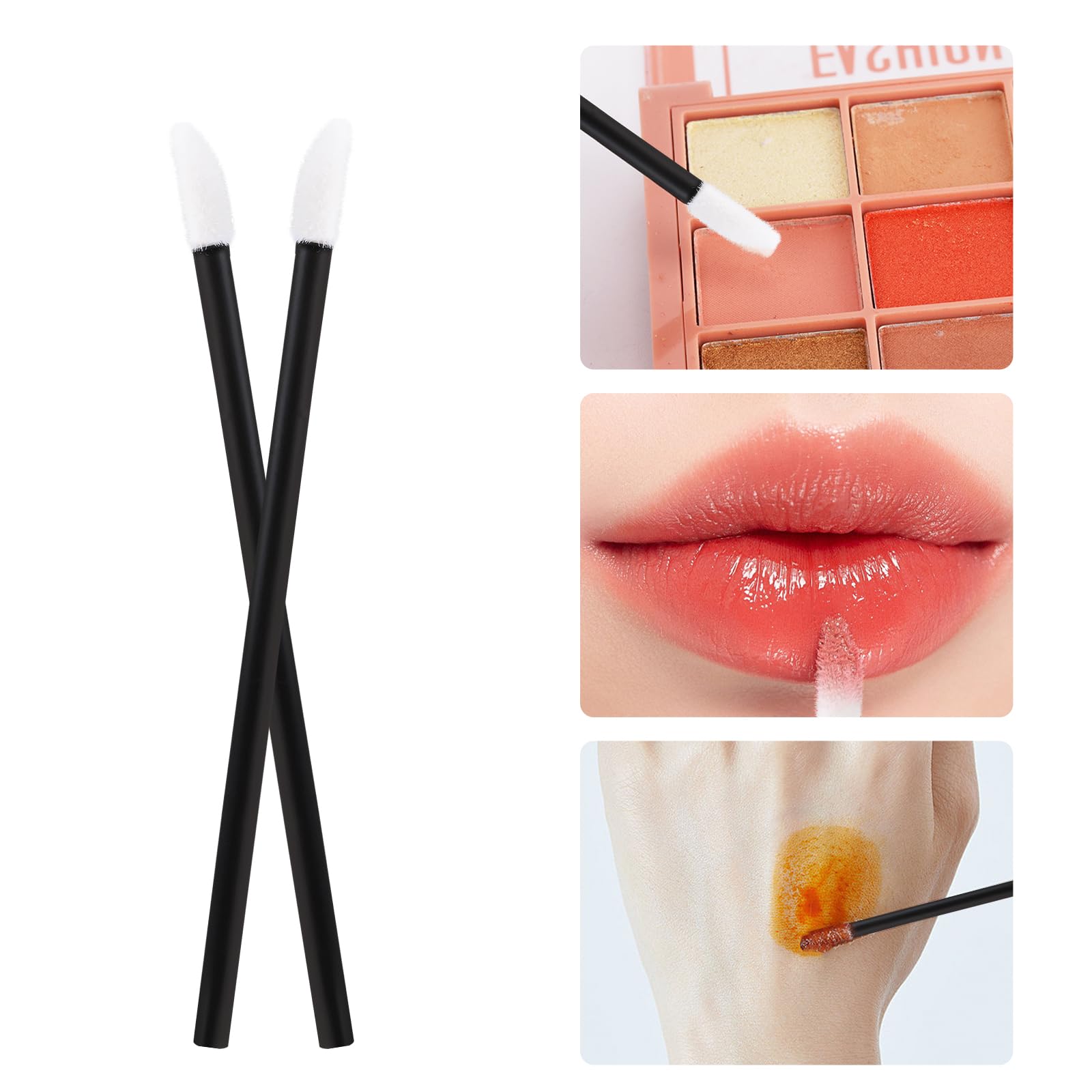 Tbestmax 600 Stück Mascara-Stäbe und Lippenpinsel, schwarze Lippenstiftstäbe, Augenbrauenspulen, Pinsel für Wimpernverlängerungen, Einweg-Make-up-Applikator, Beauty-Werkzeug-Kits