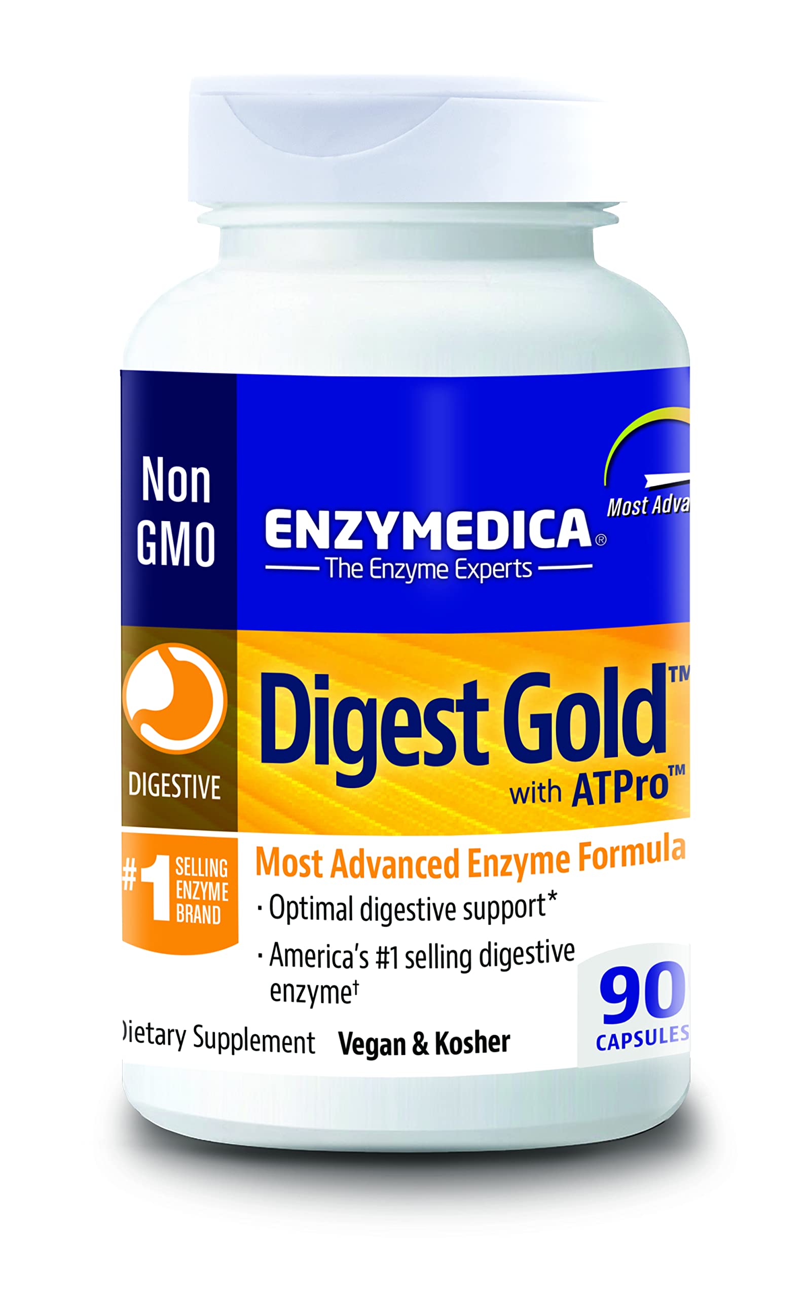 Enzymedica Digest Gold (90 Kapseln) | Verdauungsenzyme das Verdauungsstörungen und Blähungen rueduziert, Enthält unsere, exklusive ATPro™-Mischung, Verdauungs Supplement