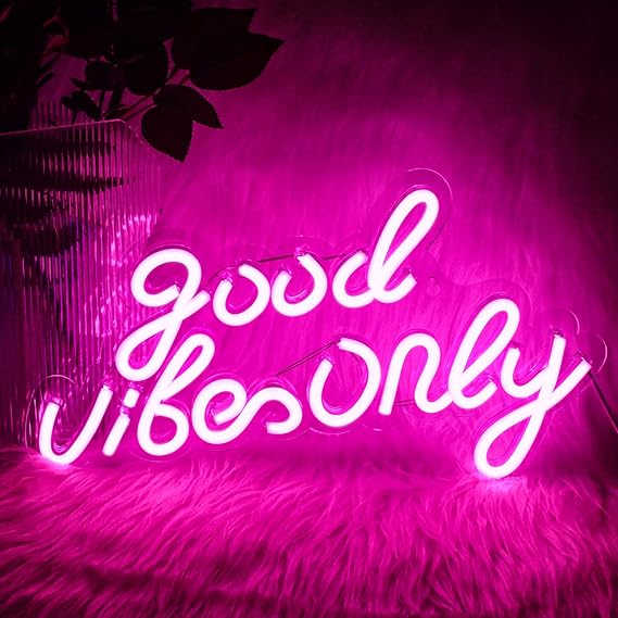 Good Vibes Only Neon Sign Pink LED Word Light Up Sign Neon Wall Lights