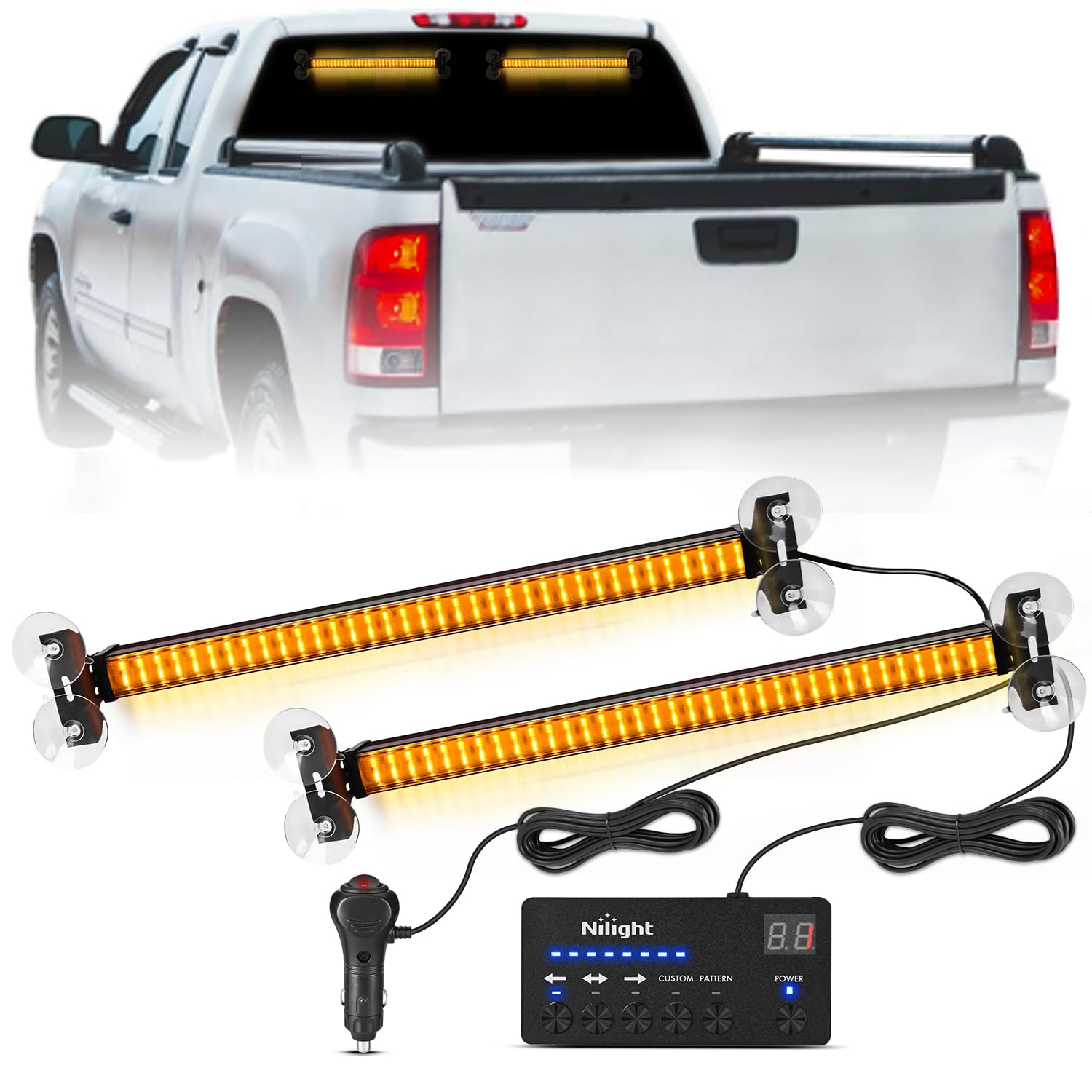 Nilight 144 LED Strobe Traffic Advisor Light Bar Amber with Controller