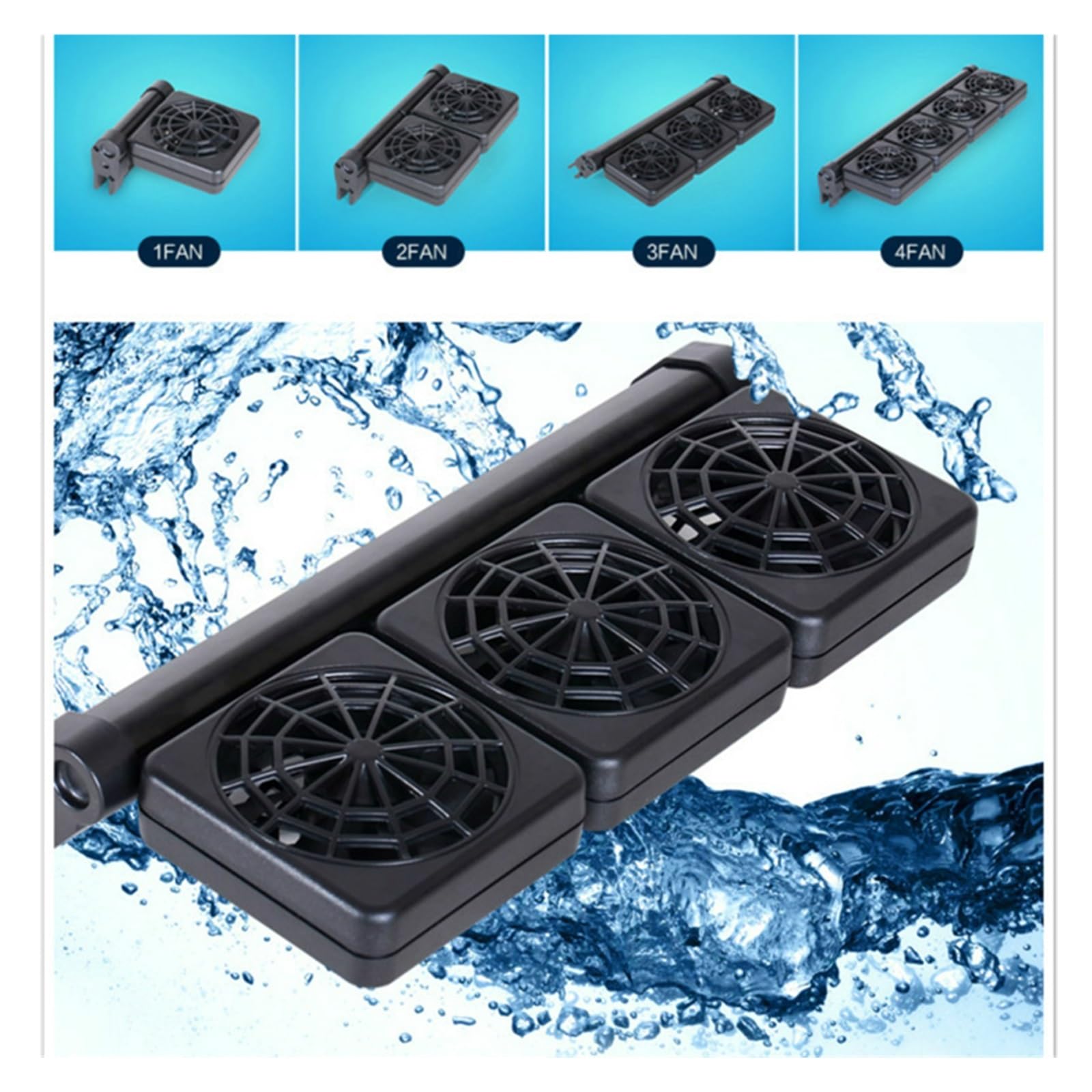 1/2/3/4 Ventiladores potentes, Enfriador de Acuario, Ventilador de refrigeración por Viento Ajustable, Enfriador de Agua for Acuario, Fabricante de Viento frío for pecera(4 Fan)