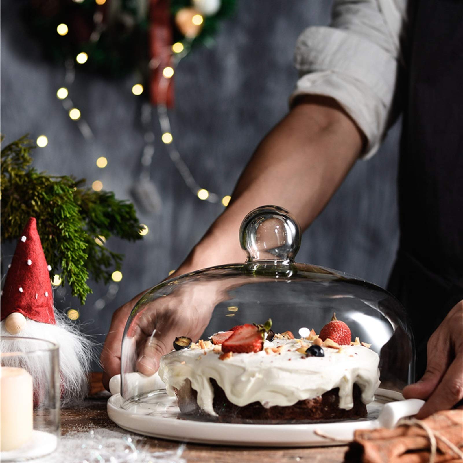 Espositore per torte da 20 cm, con coperchio, vassoio da presentazione per dessert, piatto da portata ideale per feste ed eventi, elegante soluzione per servire dessert