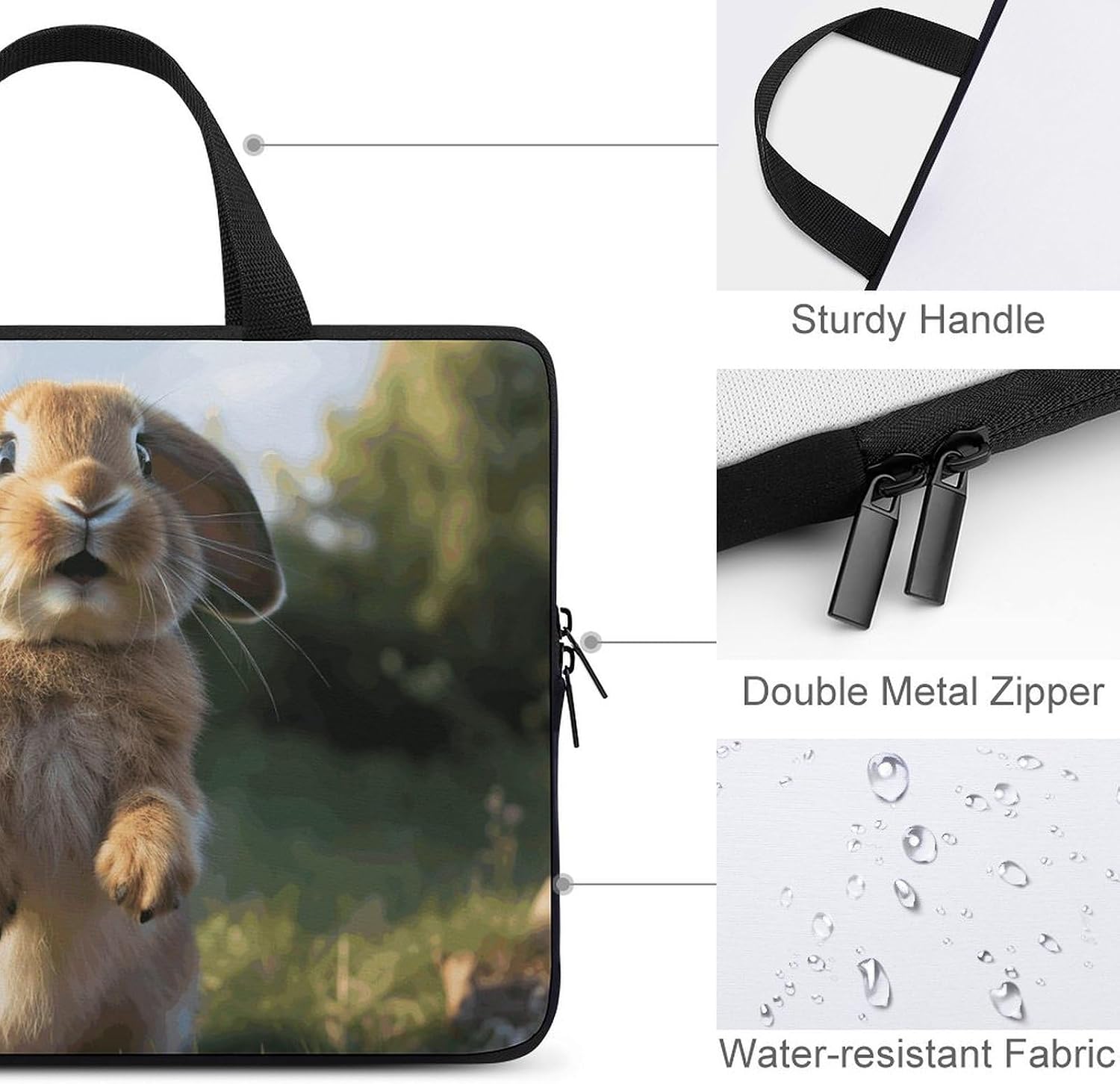 Laptop Case Sleeve Shockproof Computer Carrying Bag Cute Funny Rabbit Laptop Bag Tote Lightweight Notebook Case Cover Traveling Briefcase Handle Bags for Travel Business 12inch image 3