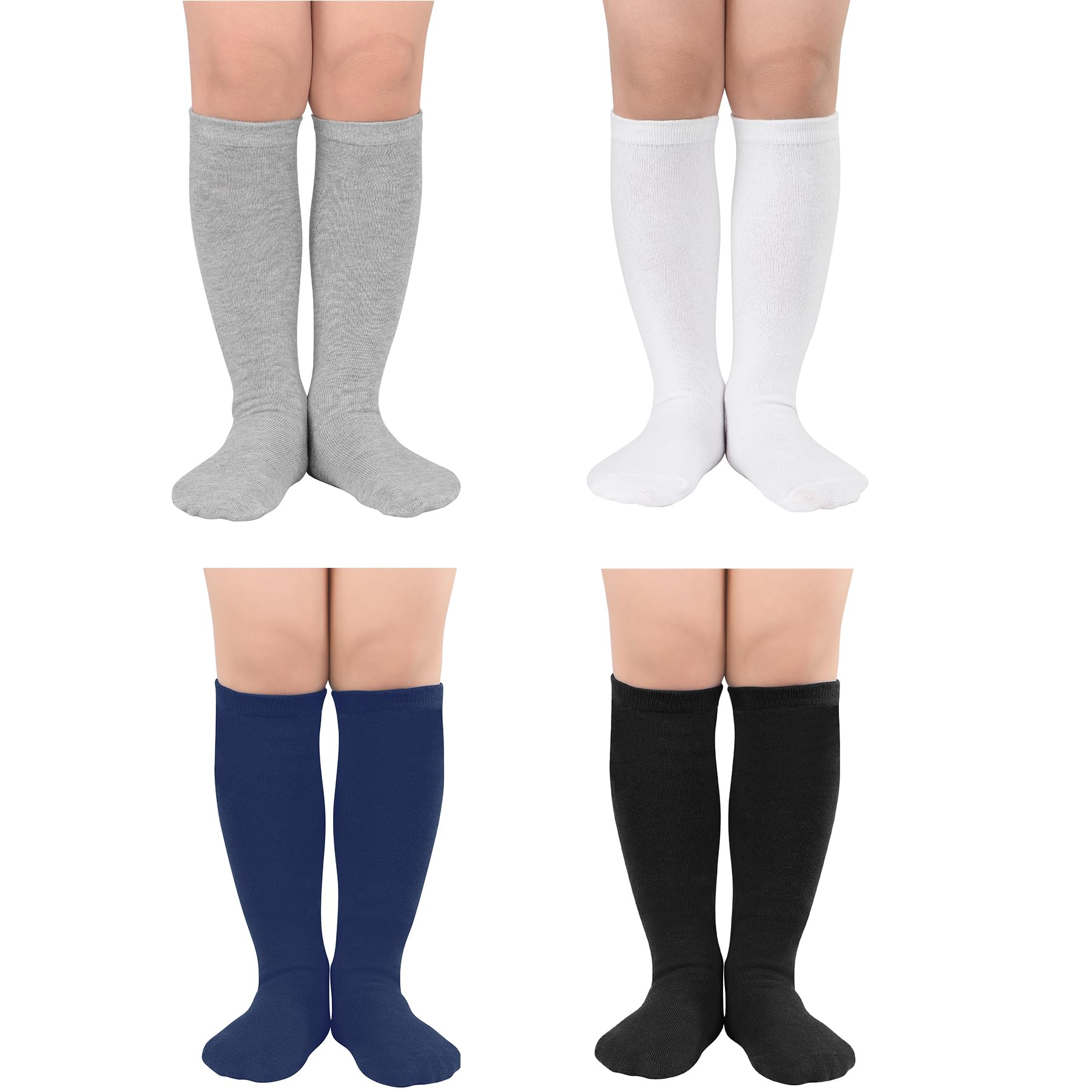 Zando 4 Pairs Kids Soccer Socks Athletic Youth Boys Girls Knee High Socks