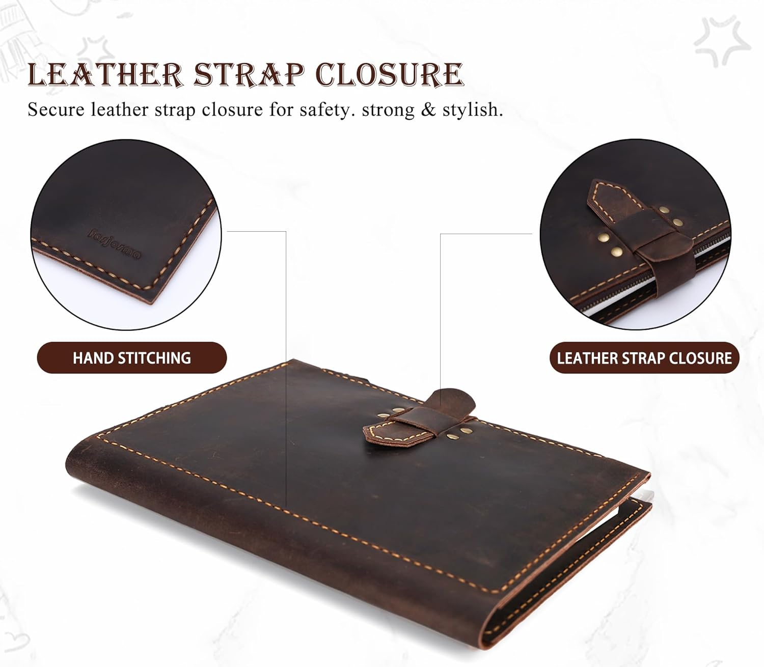 Leather Sketchbook Cover for A5/5.5"x8.5" sketch pads - Handmade Genuine Leather Artist Case with Pencil Holder & Zipper Pocket, Professional Drawing Supplies (D.Brown, 5.5"x8.5")