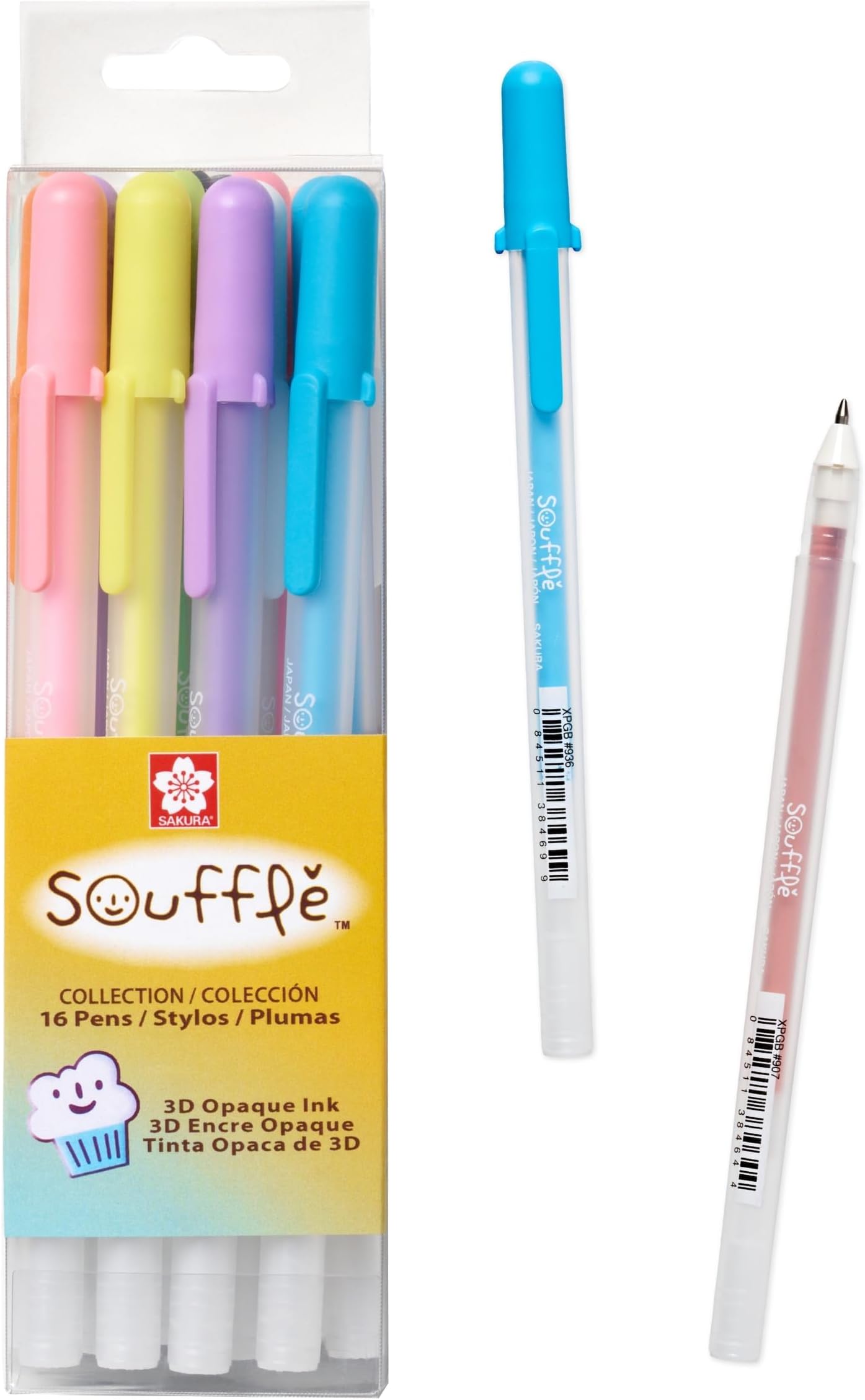 SAKURA 58351 16-Piece Souffle Assorted Colors Cube Collection 3-D Opaque Ink Pen Set