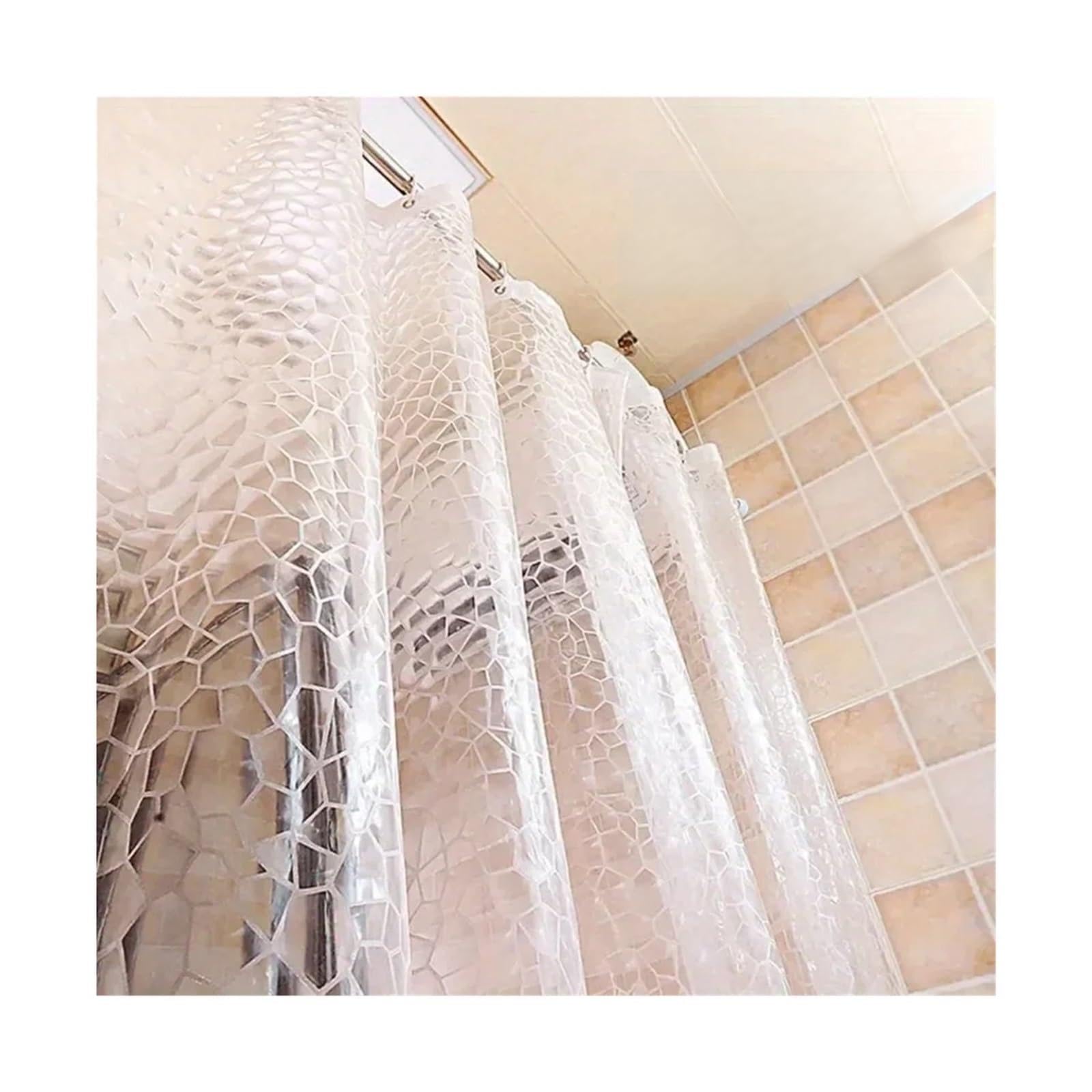 QHMMDCN Shower Curtain 1Set Waterproof Bathroom Shower Curtain Transparent Bathroom Curtain with Hooks Thickened Bathing Sheer Wide Bath Curtain(1set 180x200cm)