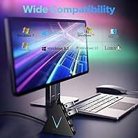 Vista 8 de FlyingVHUB Hub USB 3.0 de 4 puertos, torre concentrador USB con cable extendido de 2 pies, divisor USB para laptop, PC, PS4, PS5, Xbox, mouse, Negro