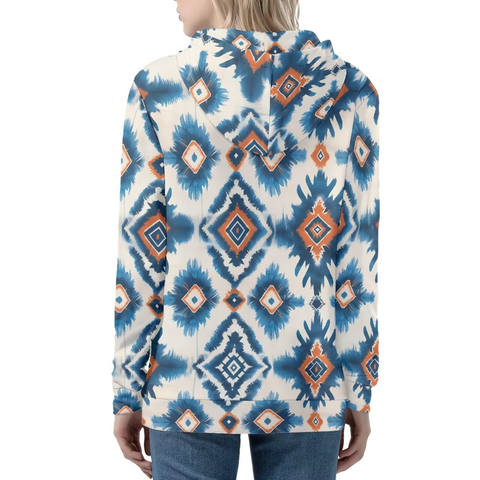 Irisjudy Aztec Ethnic Rhombus Women's Fitness Jacket with Pocket Watercolor Geometry Running Coat for Running,Jogging, Tribal Native Zigzag Zip up Outwear Long Sleeve Sweatshirt