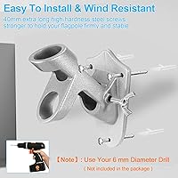 Vista 4 de Soportes de soporte para asta de bandera de 1 pulgada con accesorios para montaje en pared de casa, diámetro interior de 1 pulgada, dos posiciones