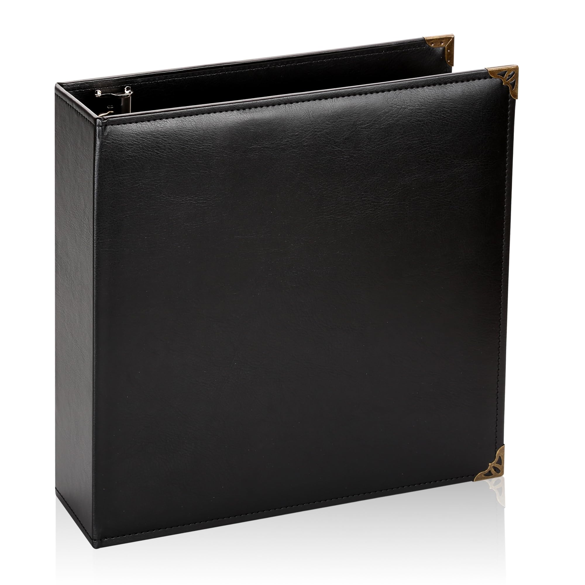 Photo 1 of Vintage Hardback 3 Ring Binder 2 Inch, Professional Leather Binder 3 Ring, Three Ring Binders Fits 8.5" x 11", D Ring Binders for Photo Album, Home, School and Office Supplies- Black