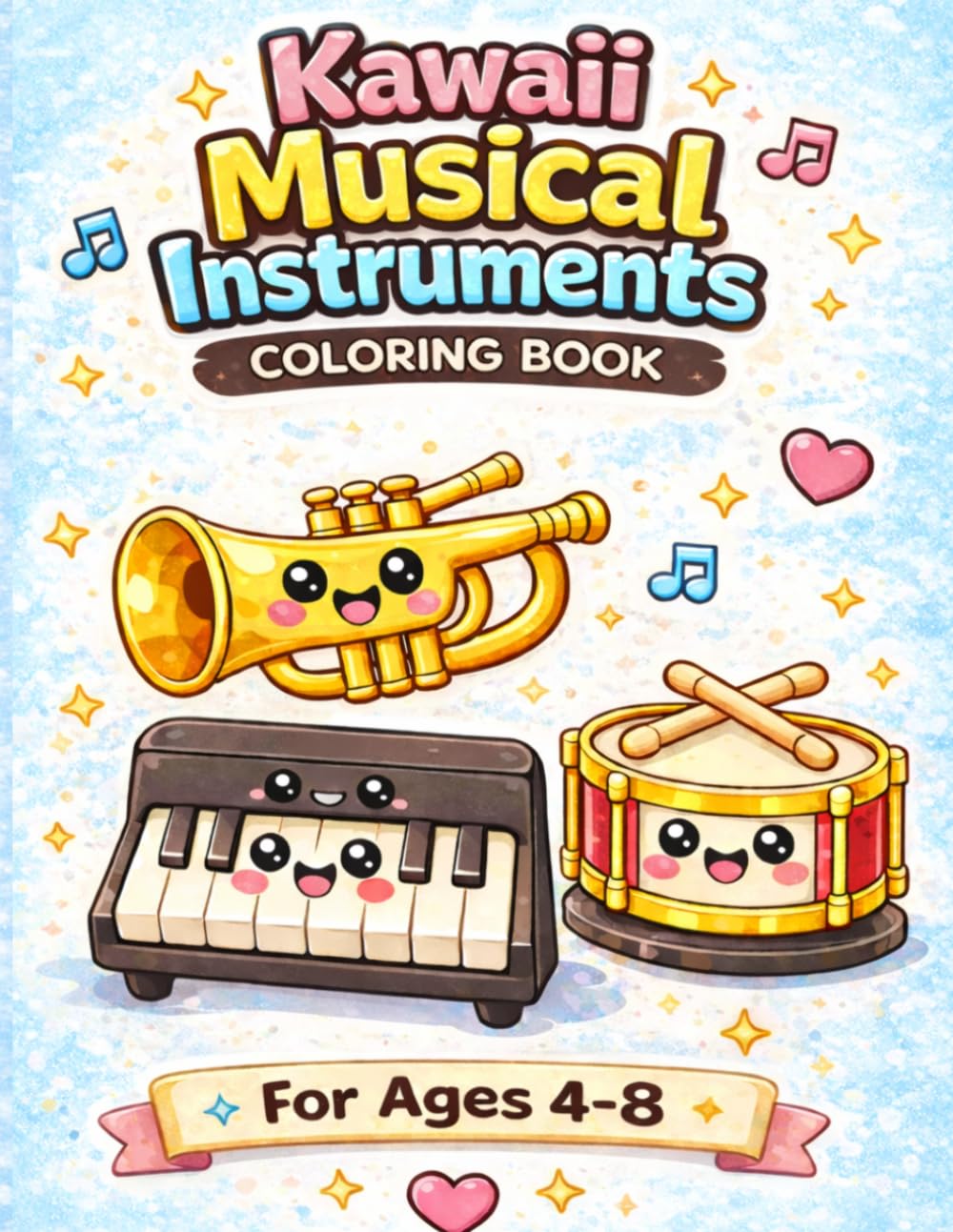 Kawaii Musical Instruments Colouring Book: For Ages 4-8 (Kawaii Creations Series)