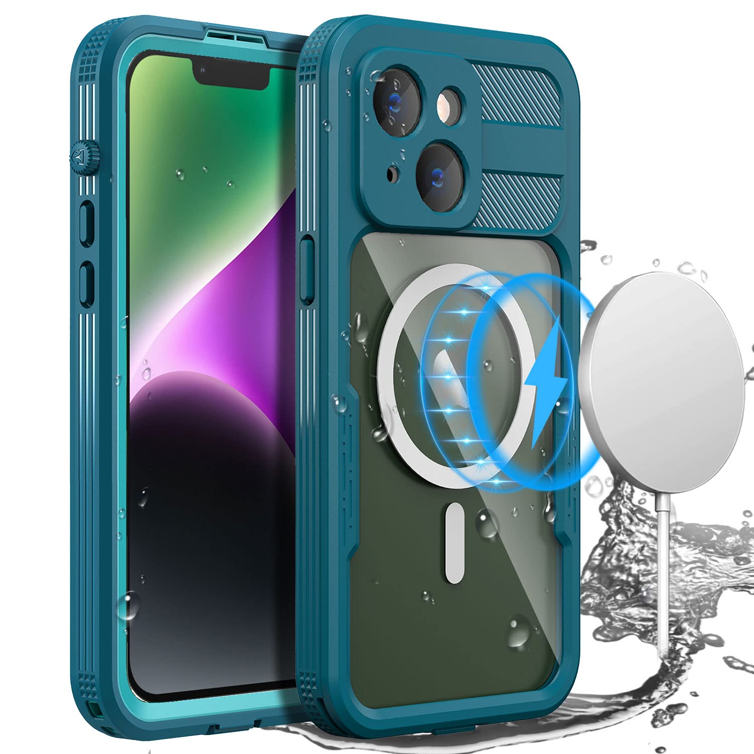 AICaseWaterproof Case for iPhone 14(6.1") with magsafe Support Snowproof,Dustproof and Shockproof, IP68 Certified Full Body Protection Fully Sealed Underwater Cover for iPhone 14 2022