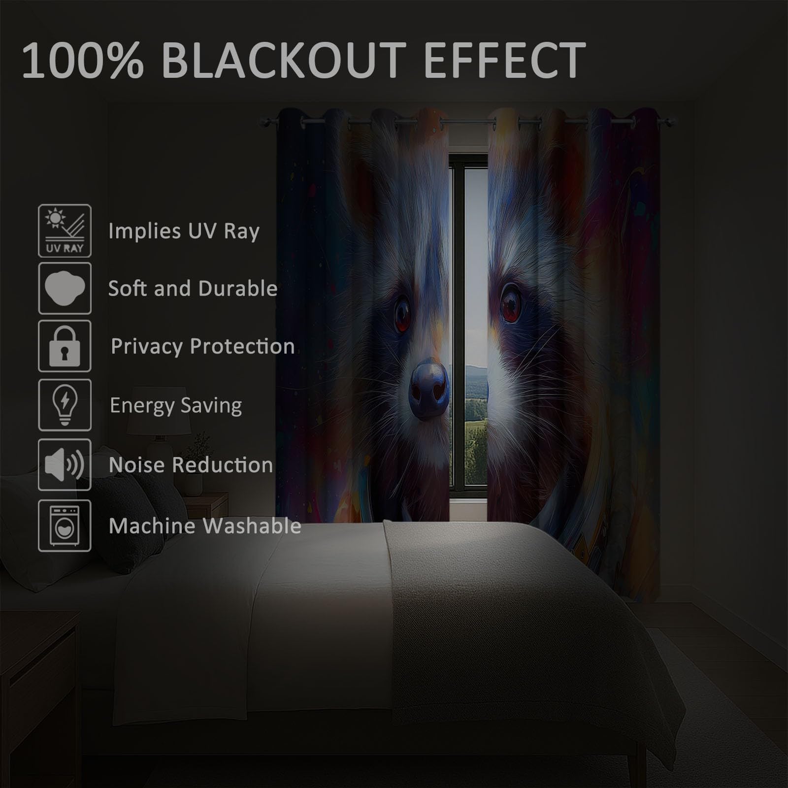Générique Rideaux de Chambre Enfant Espace Ours, Rideau Occultant 2 Panneaux Créativité Nébuleuse, Isolation Thermique Anti-Froid à Œillets, pour Une Meilleure Confidentialité 140 x 245 cm Gris Foncé
