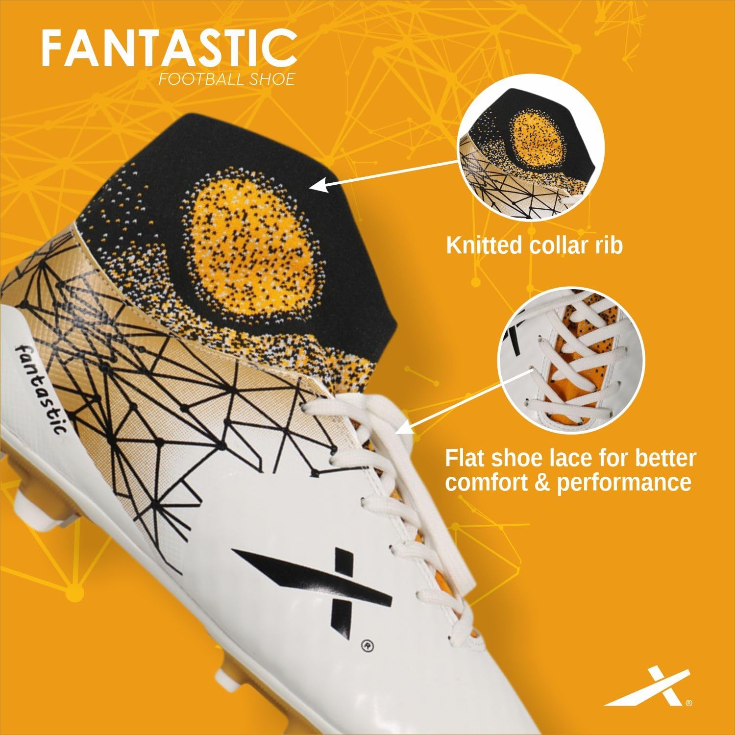 Vector X Fantastic Football Shoes for Men's (Pearl White-Black)