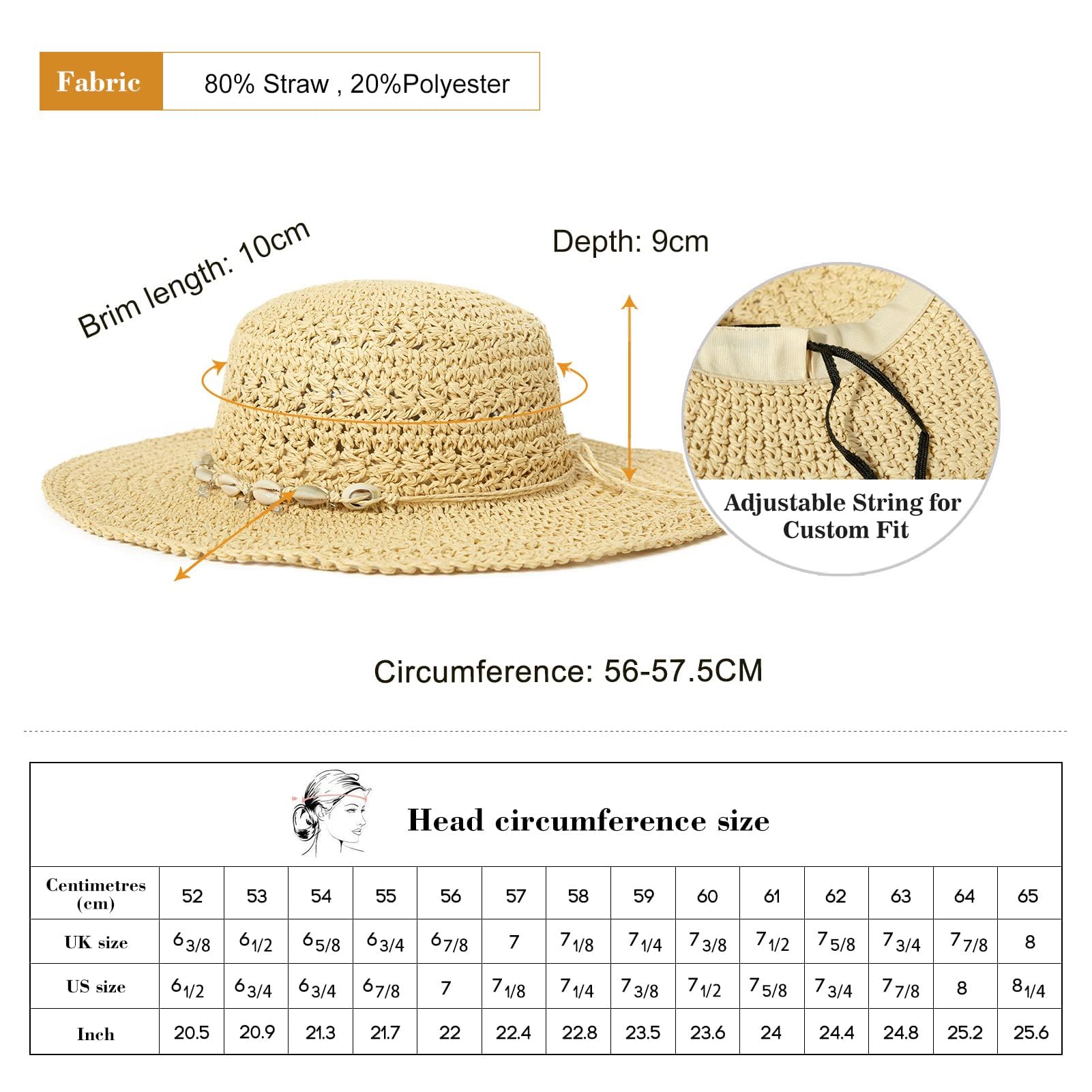 Comhats Chapeaux de soleil pour femme faits à la main Chapeau de paille pliable d'été Chapeau de plage Chapeau de protection UV