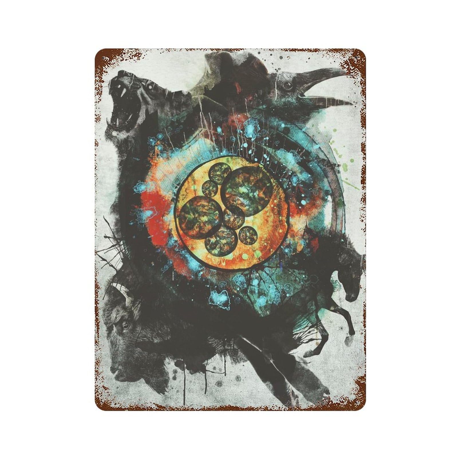 The Circle of Life 15.7"x11.8" Weathered Tin Sign, Shabby Chic Decor for Farmhouse, Kitchen And Entryway Decor
