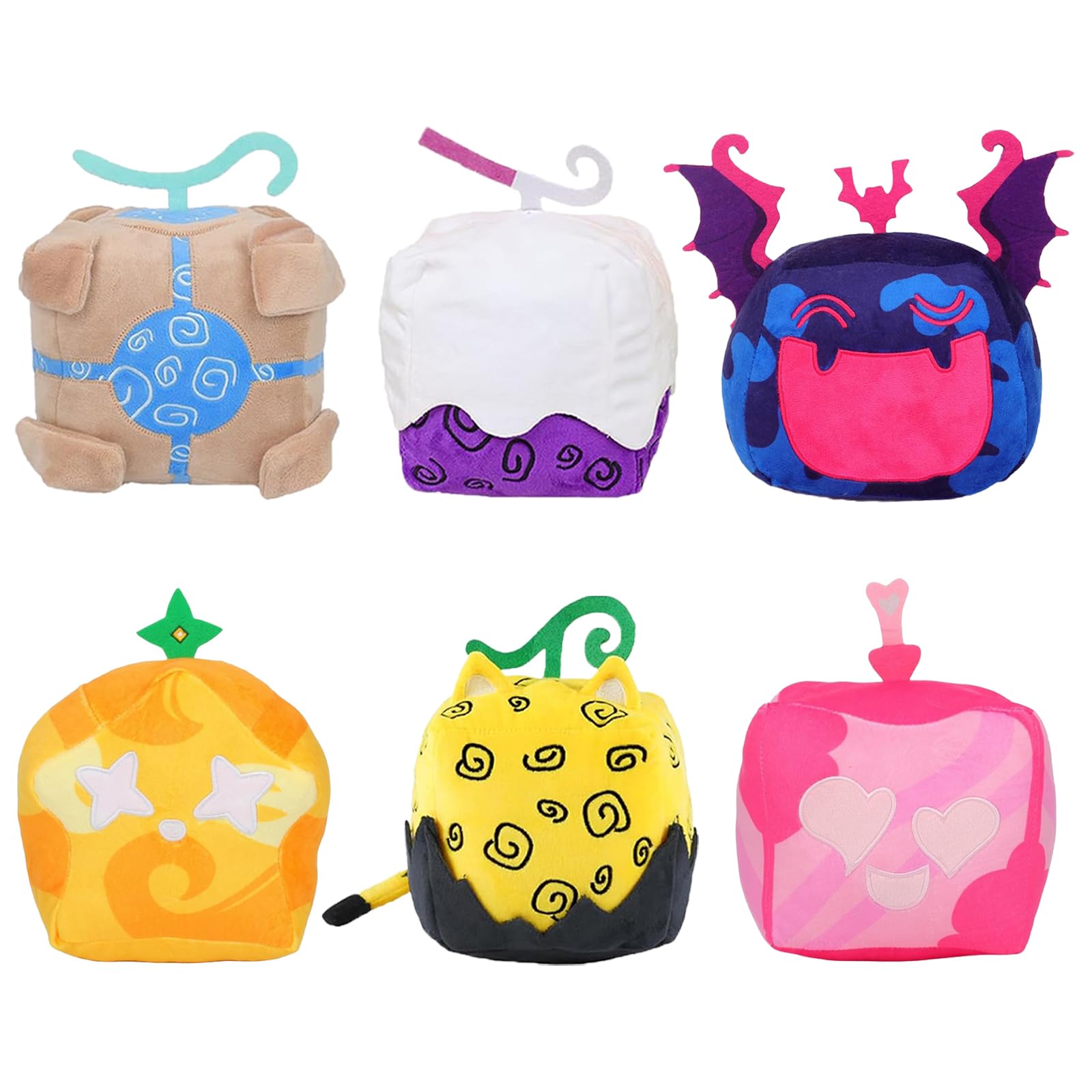 6 Packs Fruits Plush, Fruits Plushies Plush Pillow Stuffed Toy, Soft Fruits Hugging Plush Pillow Toy Gifts, Squishy Pillow Stuffed Figure Gifts for Kids Boys Girls Valentines Day