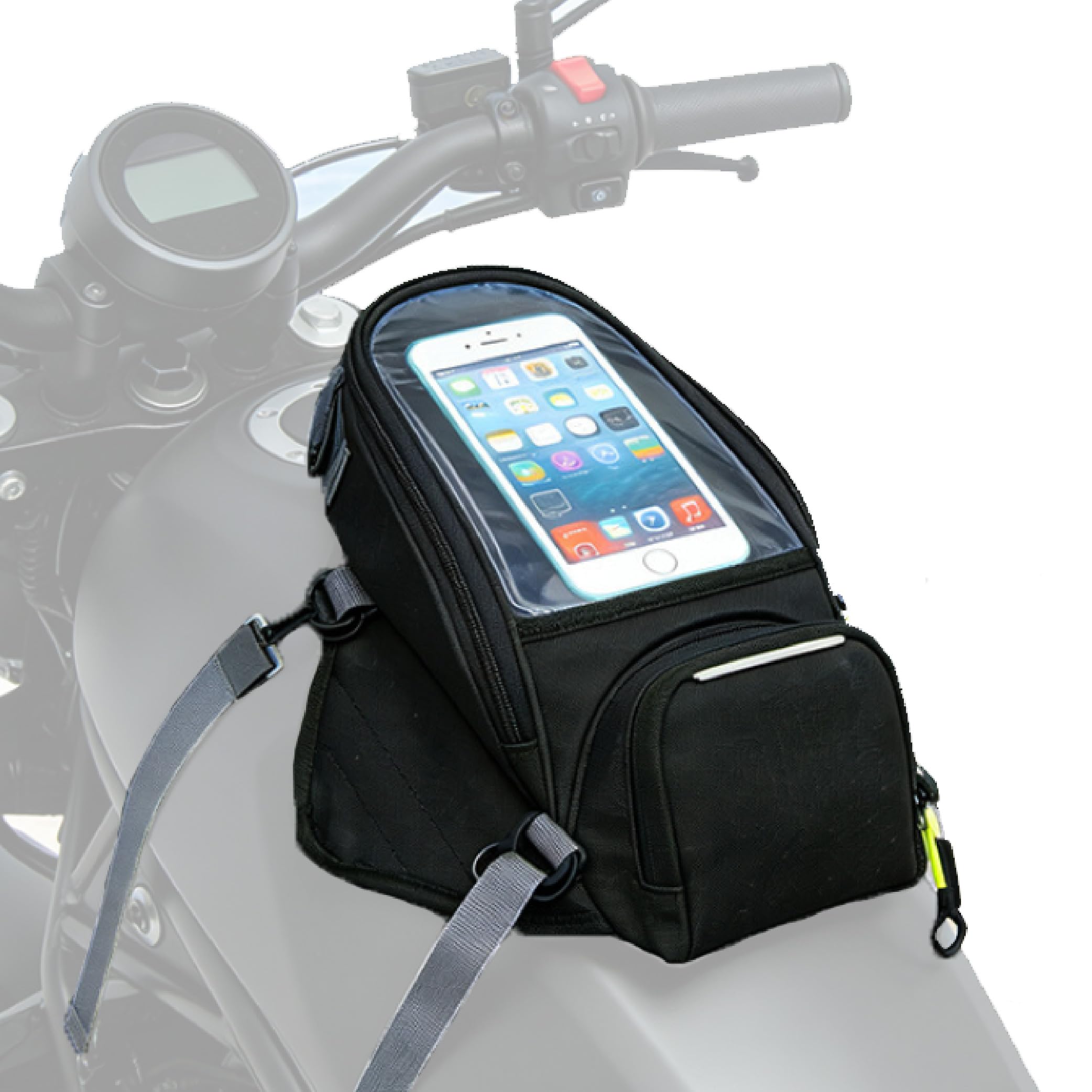 NHGUDAX Magnetic Tank Bag for Aprilia ETX 150 2016-2020, Waterproof Oxford Motorcycle Bag, with Touch Window with Zip, for Smartphone Navigator