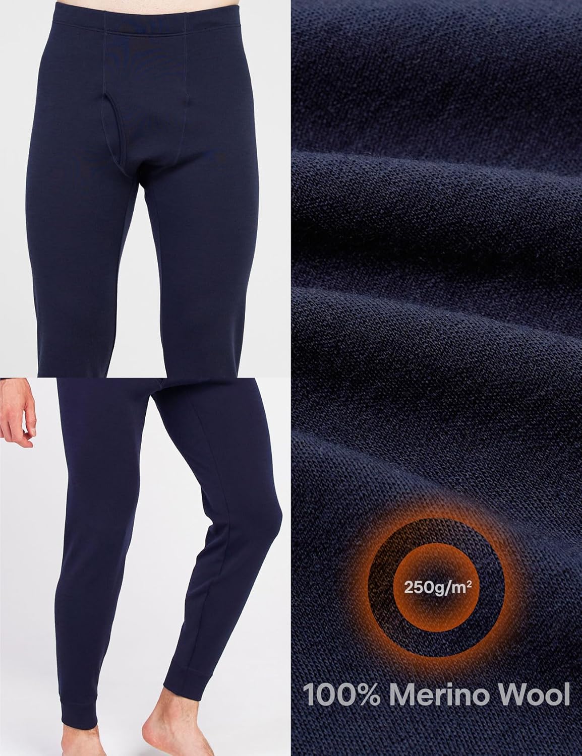 LAPASA Men's 100% Merino Wool Bottom Base Layer Thermoflux Lightweight & Midweight Thermal Underwear Pants Warm Long John - Image 4