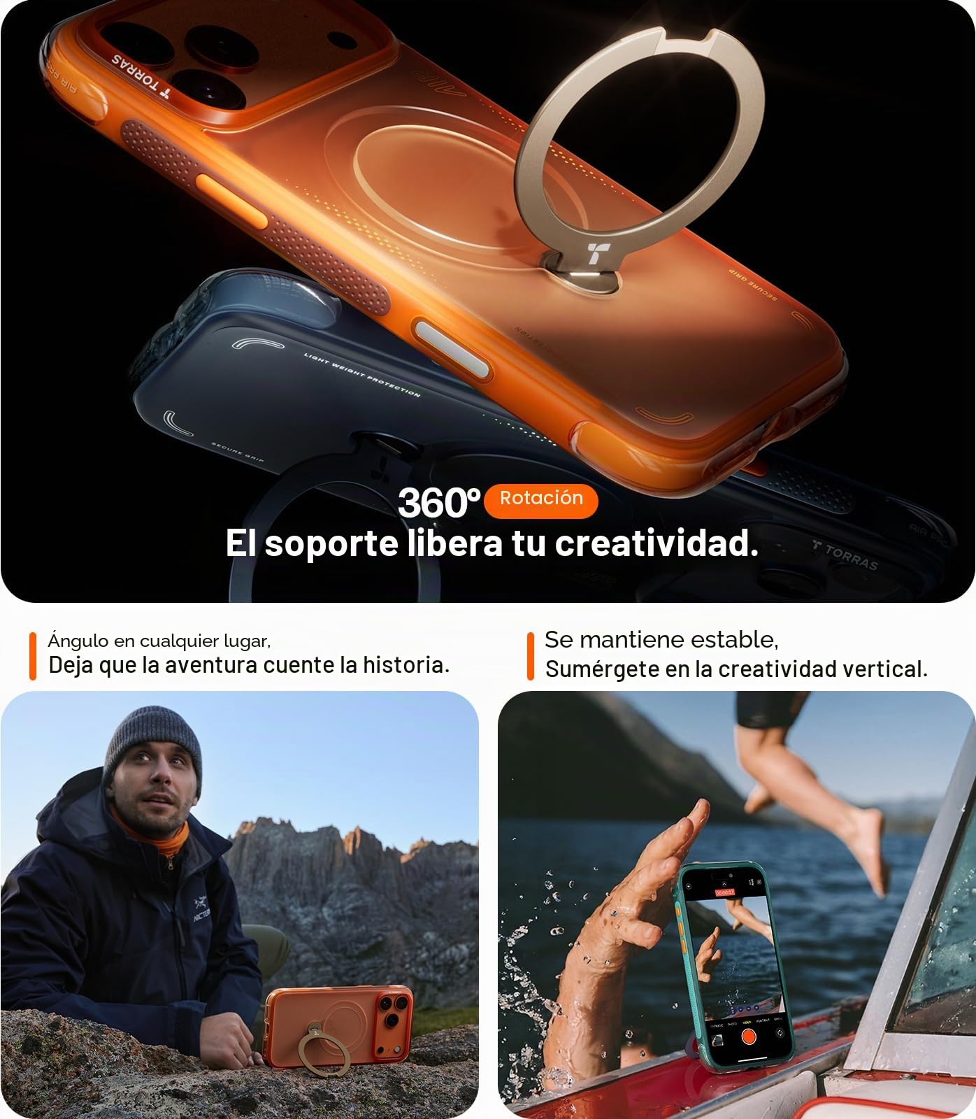 TORRAS Ostand Q3 Air Funda para iPhone 17 Pro MAX con Bolsas de Aire Reales, protección Militar, Apta para MagSafe Funda para iPhone 17 Pro MAX, a Prueba de Golpes, Azul Marino