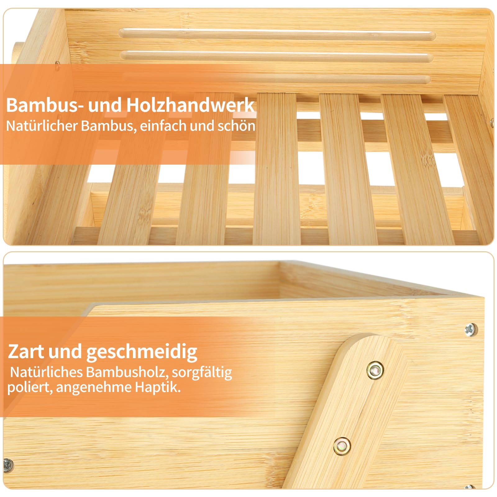 HUOLE Support de Corbeille à Fruits en Bambou 3 Niveaux Support pour Le Rangement des légumes, du Pain dans la Cuisine, 30*33*41cm (3 couches)