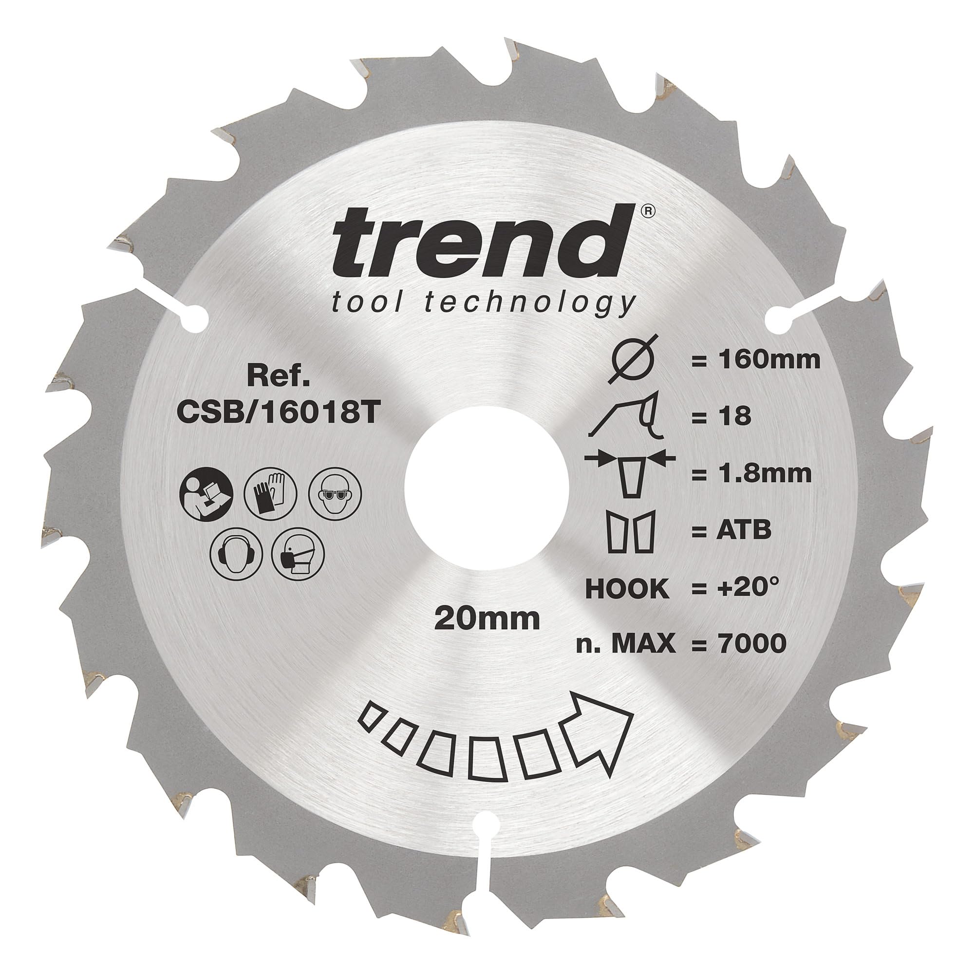 TREND CSB/16018T 160MM X 20MM 18T TCT FESTOOL HK55 HKC55 TRIM SAW BLADE