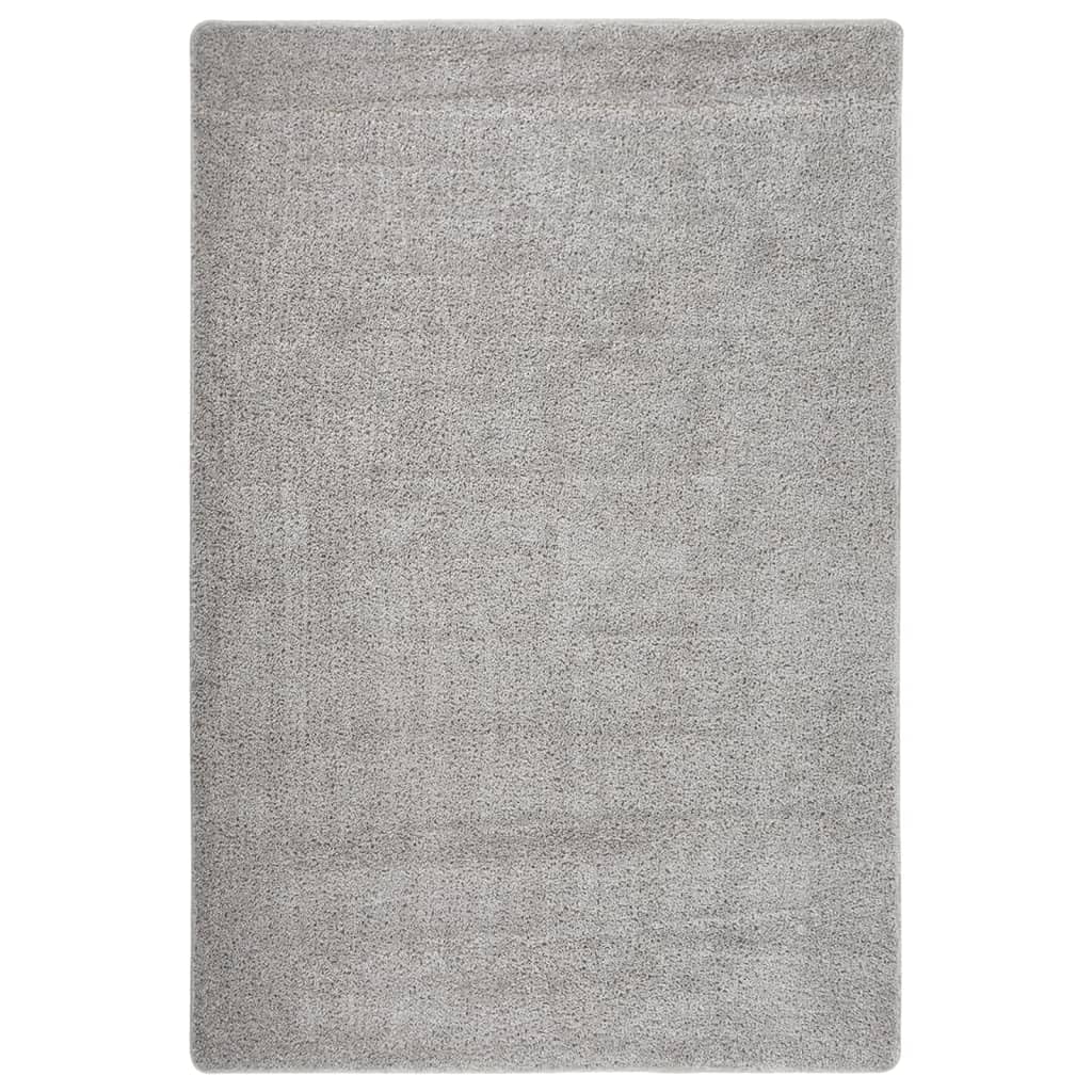Tapis shaggy à poils longs avec dessous en latex antidérapant, facile d'entretien, confortable, pour chambre à coucher, couloir et salle à manger, gris clair, 140 x 200 cm