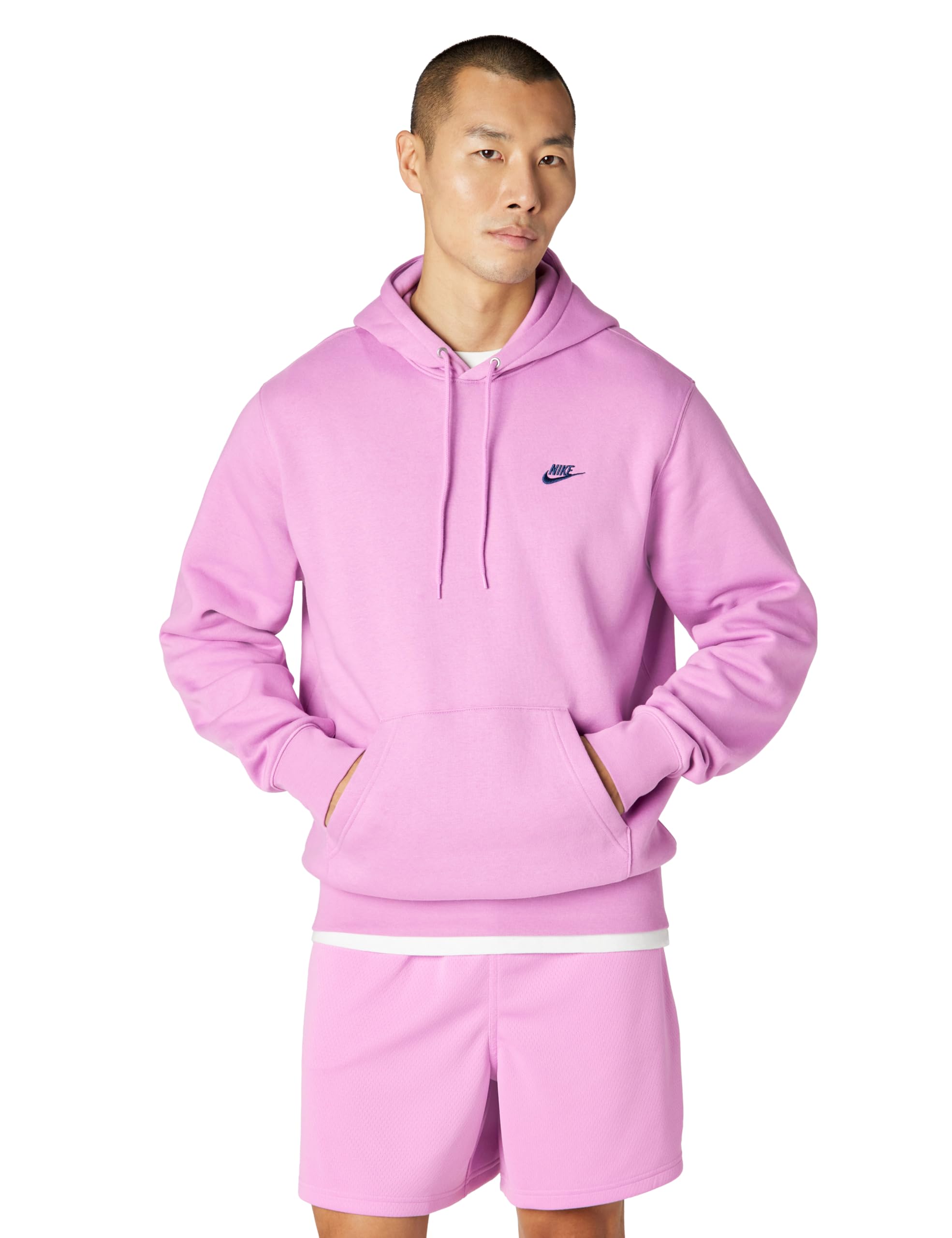 Nike Men's Club Pullover Fleece Hoodie Medium Light Magenta/Light Magenta/Midnight Navy