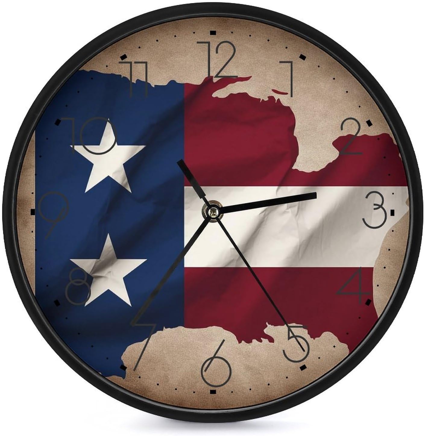 Texas State Flag Round Wall Clock Silent Clock 10 Inch