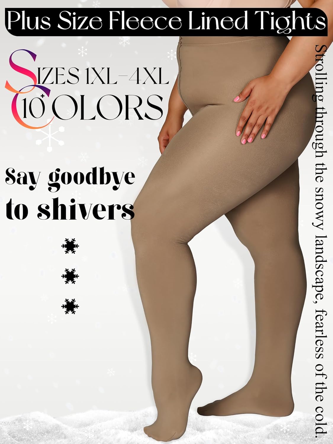 DancMolly Plus Size Fleece Lined Tights Winter Warm Womens Tights, High Waisted Opaque Pantyhose - Image 7
