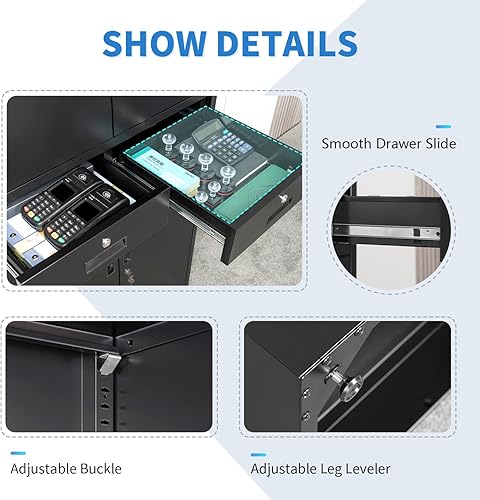 Miniatura 123 de Armario de almacenamiento de metal con puertas con cerradura y 2 estantes ajustables, gabinetes de metal de 71 pulgadas de alto, armarios de garaje,