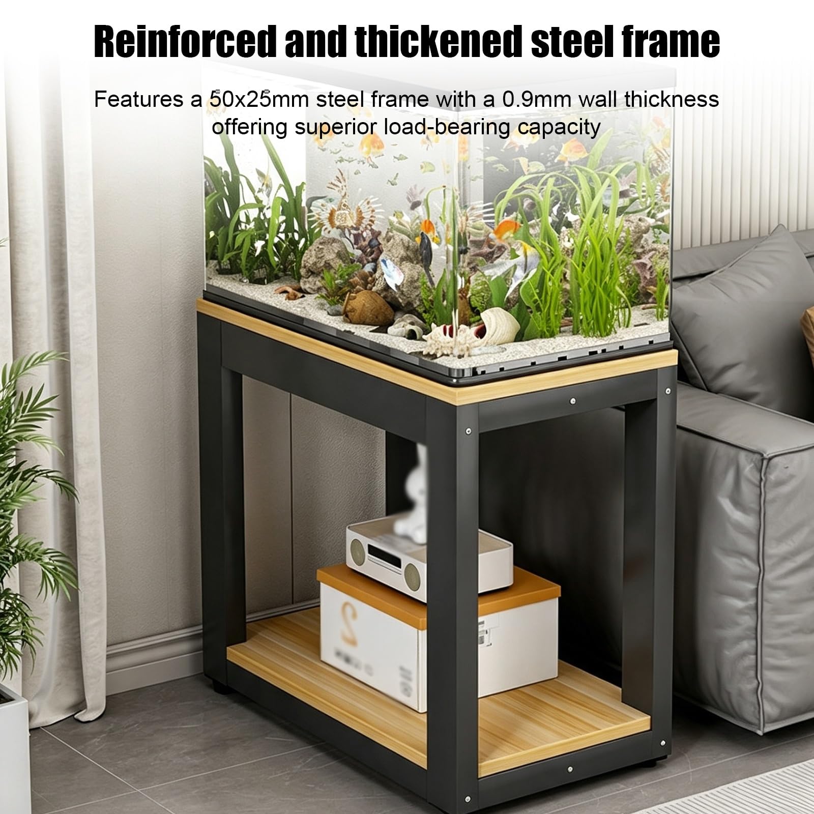 Supporto per Acquario, Mobile per Acquario | Ripiani in Legno Massello, Portata di 400 kg, Piedini Antiscivolo Regolabili(White B,91x35x60cm/36x14x24in)
