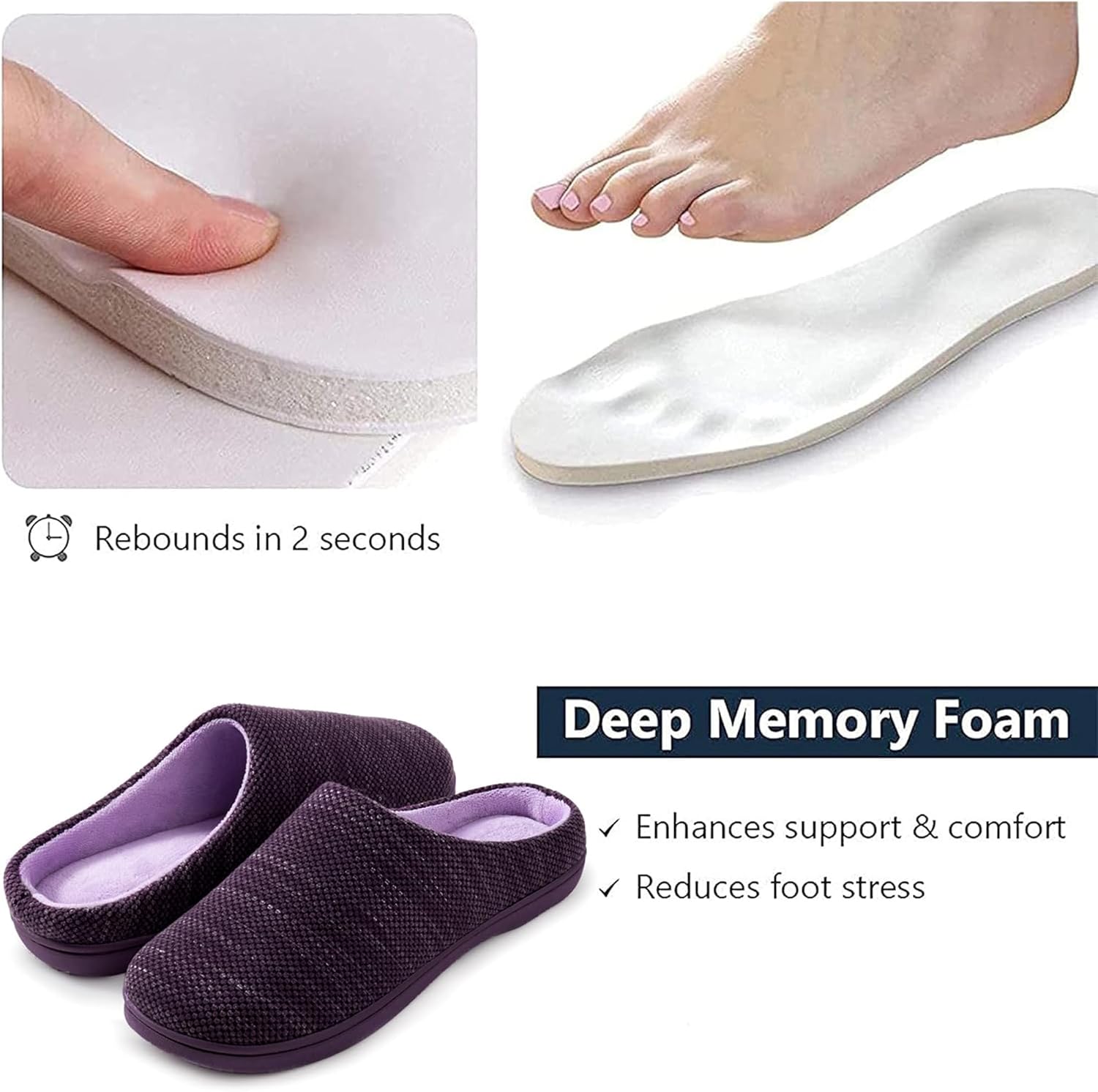 RockDove Womens Birdseye Knit Memory Foam Slippers Two Tone Slip On Open Back Breathable Waffle Upper Non Slip Rubber Sole Gift Idea - Image 4