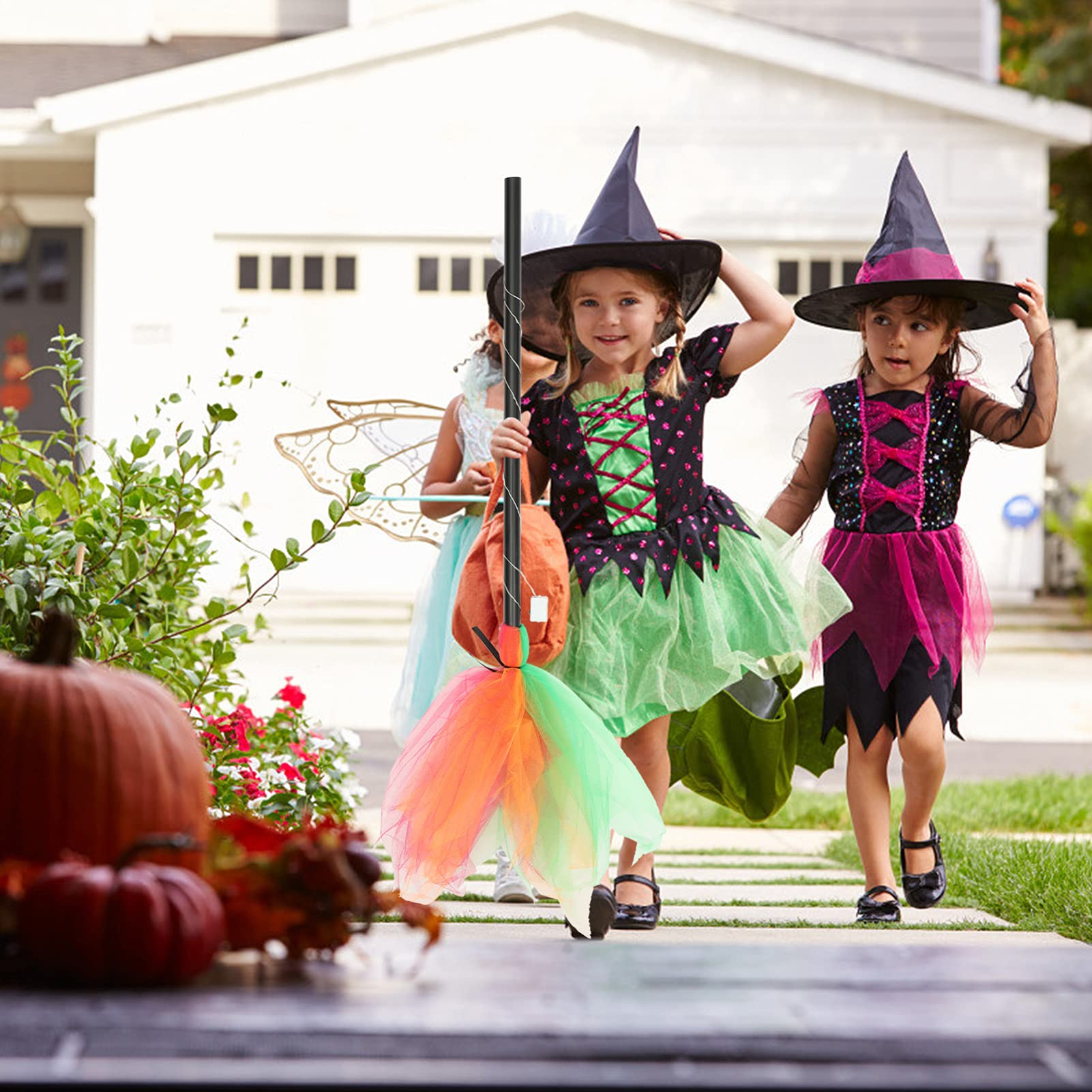 VICASKY Colorful Led Broom Halloween Witch Broom Cutlery Besom for Halloween Cosplay Safe for Boys and Girls