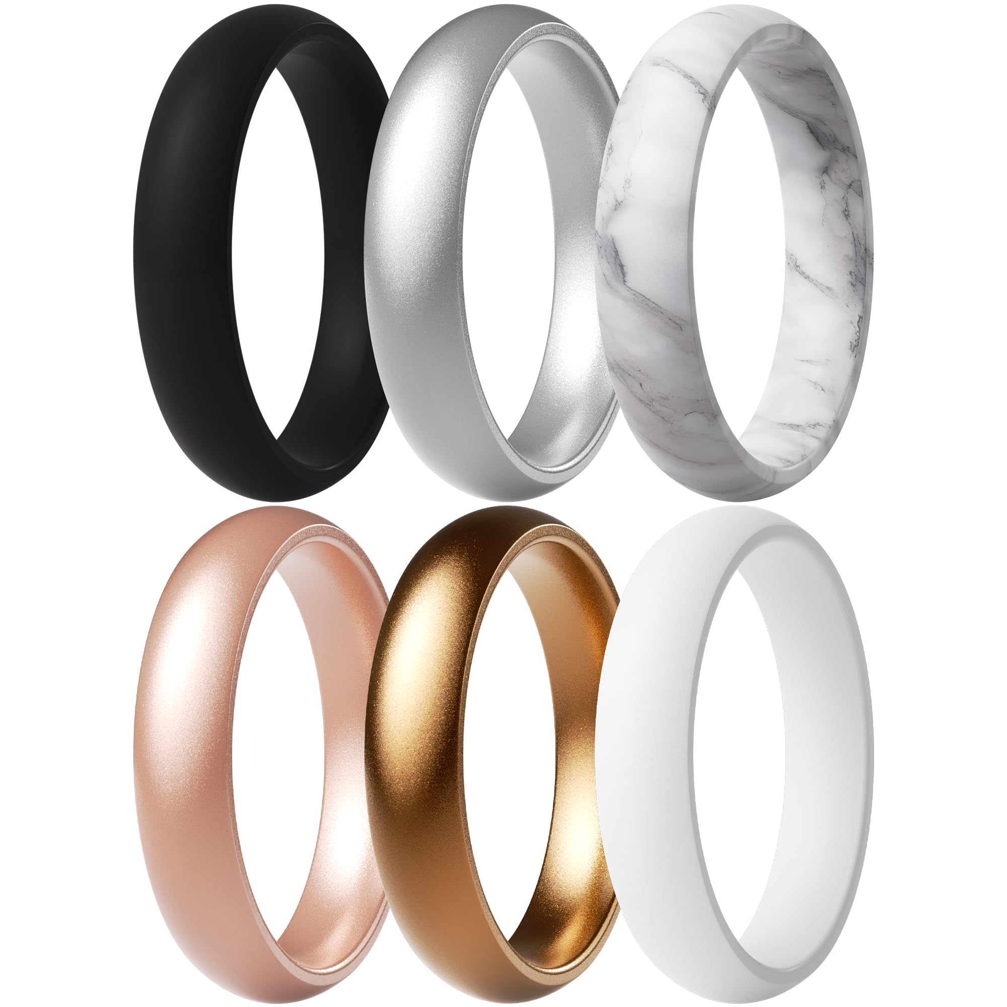 ThunderFit Women’s Silicone Engagement Rings, 5.5mm Wide, 2.1mm Thick, Wedding Rubber Bands, Variety Multipack 2/3/4/7