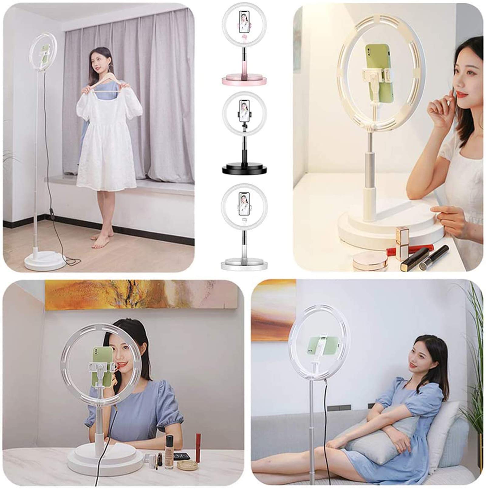 Luce ad Anello LED Pieghevole, 3 modalità Colore Luce per Selfie Trucco Luce Dimmerabile 15 Colori RGB 9 modalità Dinamiche per Youtube, TIK Tok, Fotografia,Nero