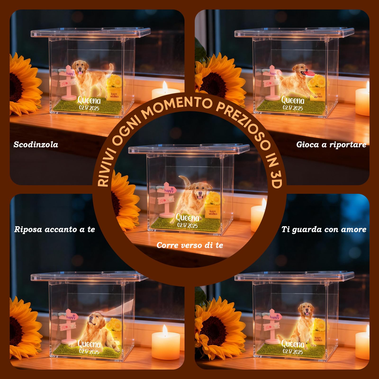 Scatola Commemorativa Olografica per Animali Domestici Cornice con Foto Personalizzata Casetta Digitale Olografica per Animali Domestici Fai Da Te Regalo Personalizzato per Amanti di Cani o Gatti