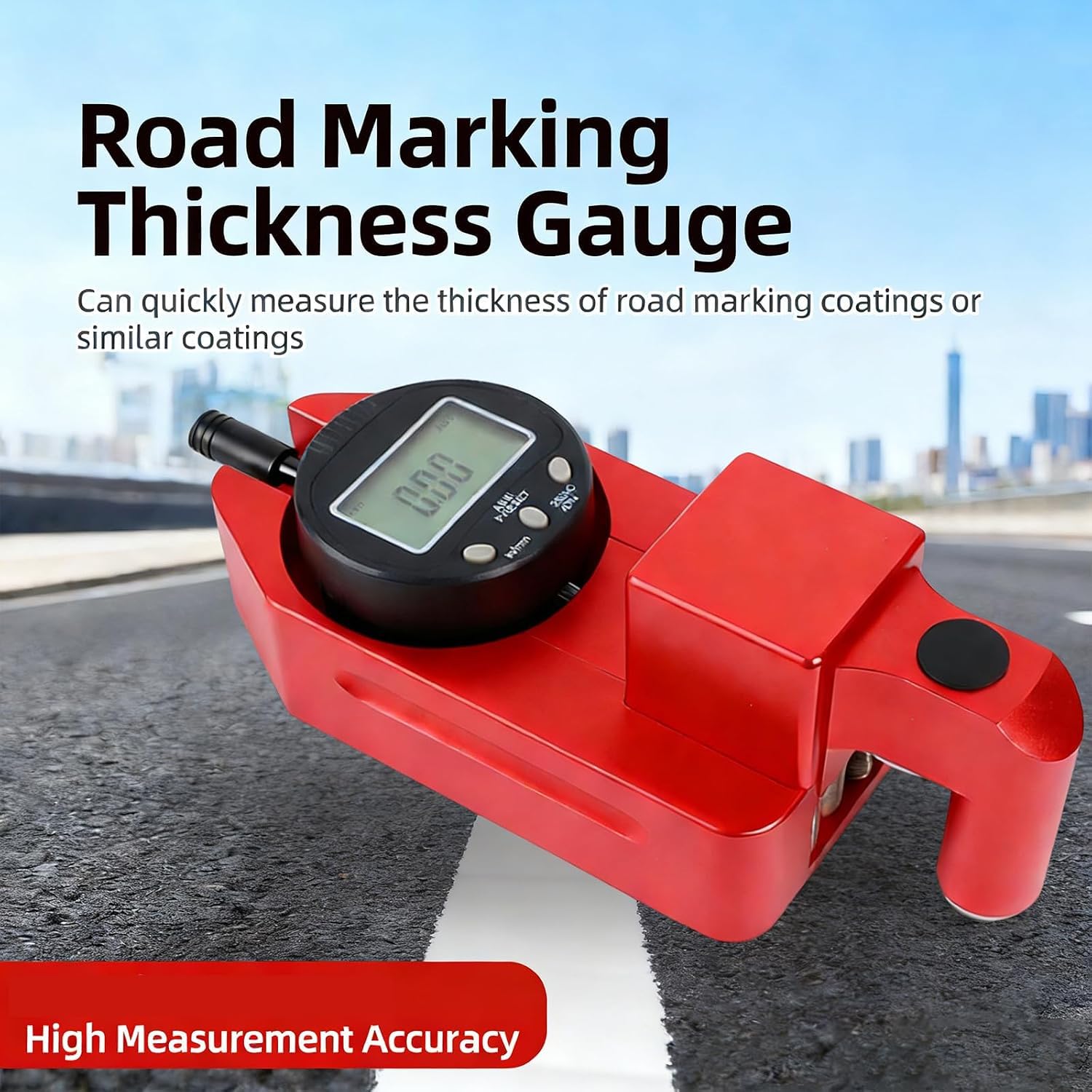 Jauge Dépaisseur Pour Marquage Routier, Jauge Numérique Dépaisseur Pour Marquage Routier, Avec Affichage Numérique, Plage De Mesure -12 Mm À +12 Mm, Précision De Mesure De 0,01 Mm, Remise À Zéro