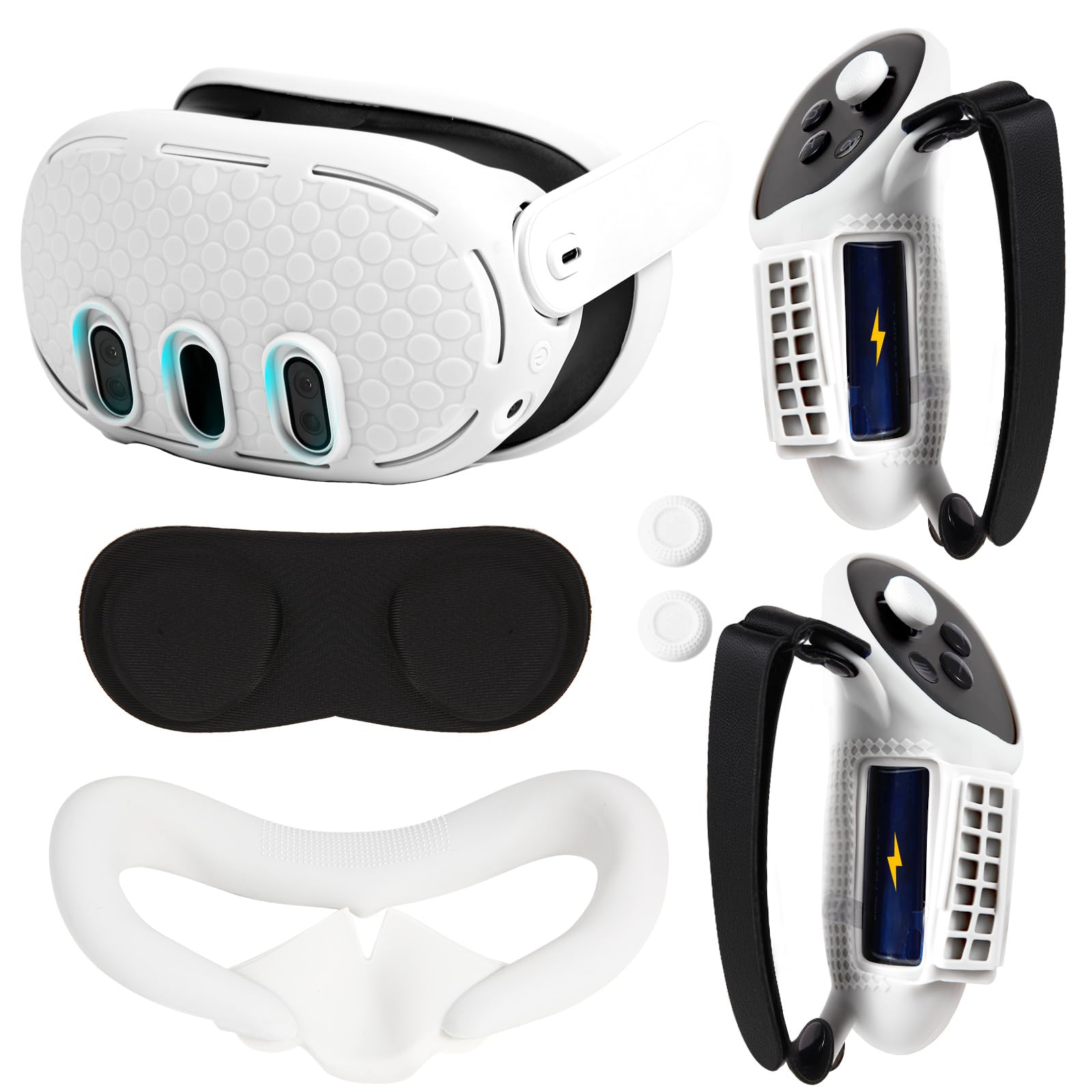 Ensemble d'accessoires de protection pour casque Meta Quest 3, coque de manette, 3 coussinets faciaux en silicone, couvre-objectif VR, coque