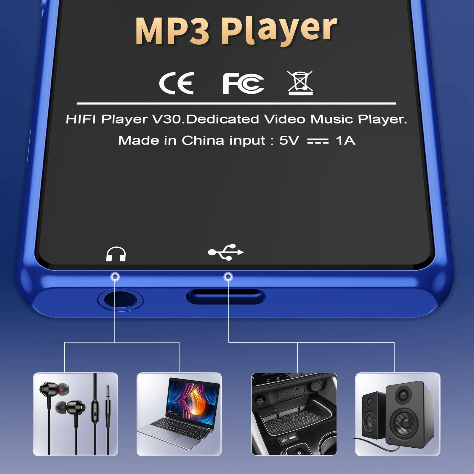 Lettore MP3 per bambini 80 GB Bluetooth HiFi radio FM registratore vocale