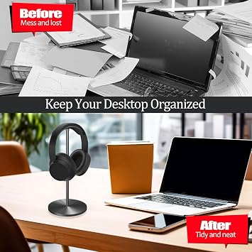 Headphone for Desk Hanger Holder Organizer Keeper Racks Storage Mount Gaming Headset Stand Premium Functional Craftmanship Headset Stand (Metallic Black)