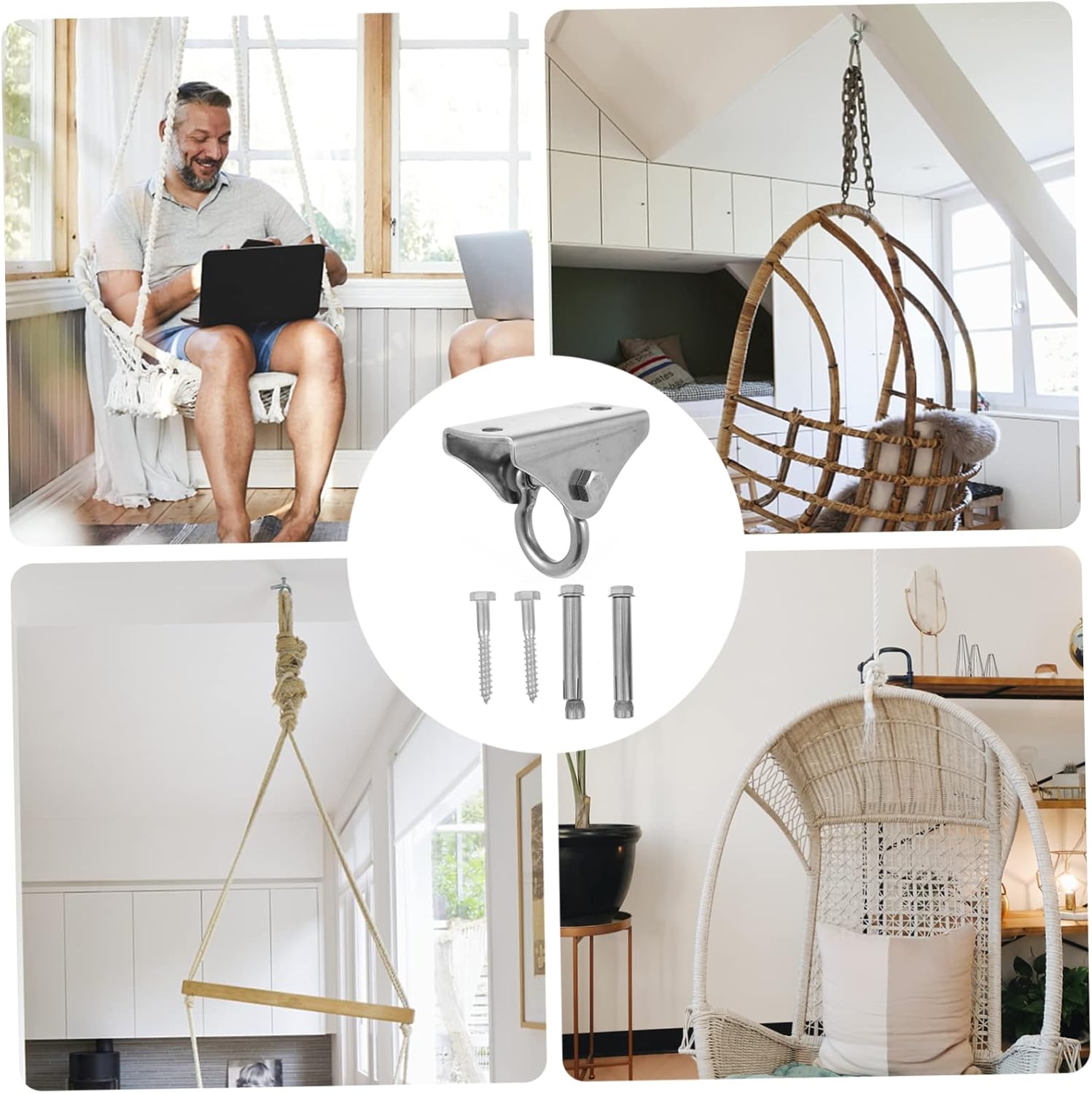 TOYANDONA 2pcs Stainless Steel Heavy Duty Hanger Hook Ceiling Bracket for Hammocks Hammocks Punching Bags and Fitness Equipment Load-Bearing Accessory
