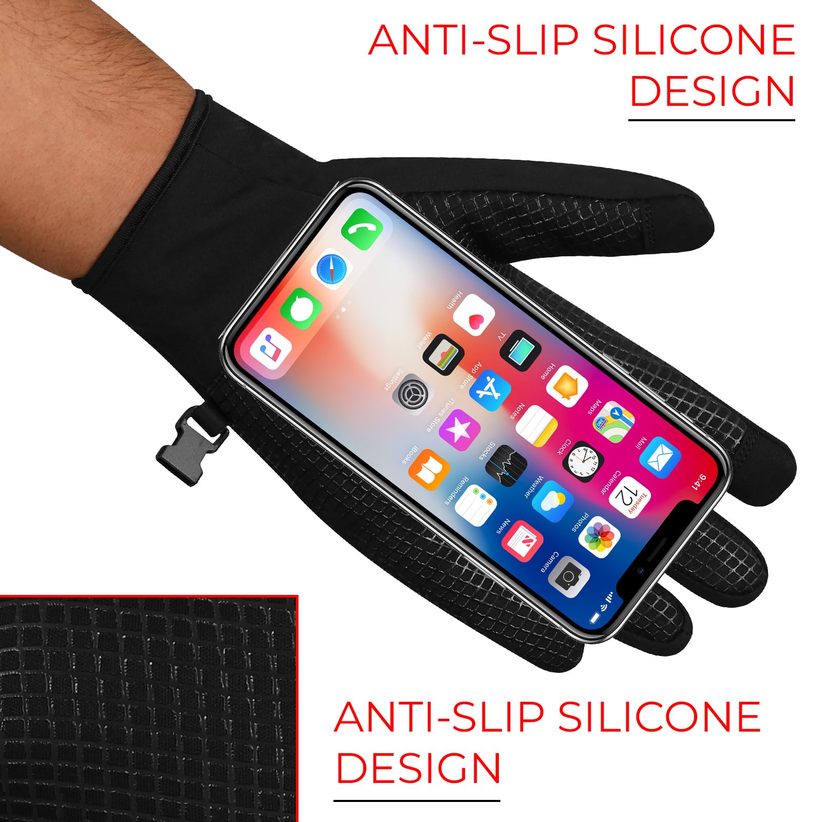 Guantes de running térmicos antideslizantes para pantalla táctil para hombre y mujer