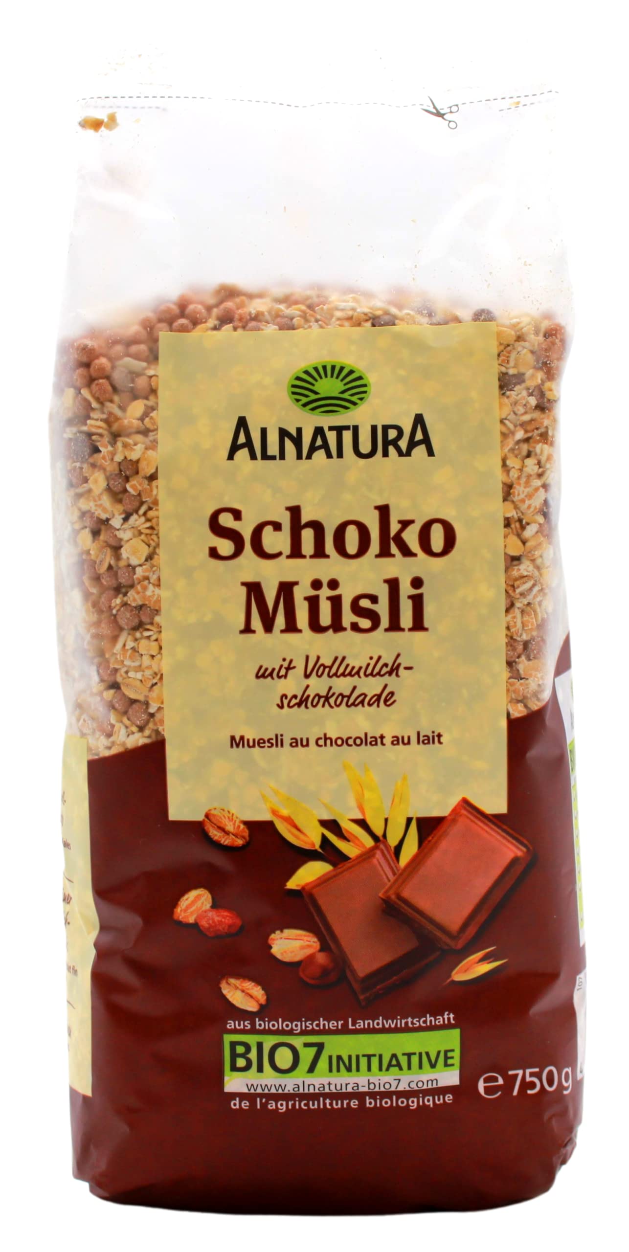 Alnatura Bio Schoko Müsli mit Vollmilchschokolade, 8er Pack (8 x 750g)